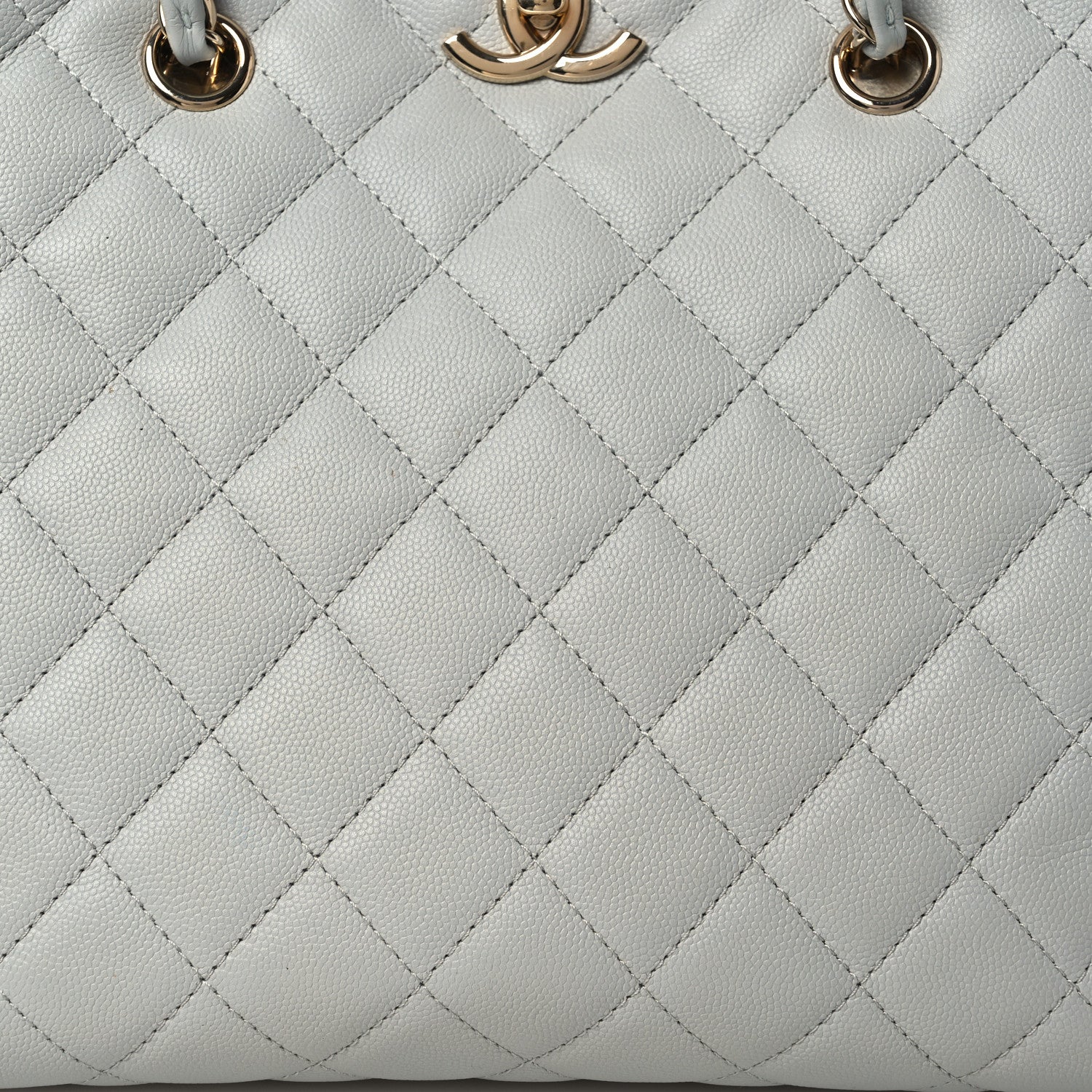 Chanel Caviar Quilted Shopping Tote Light Green