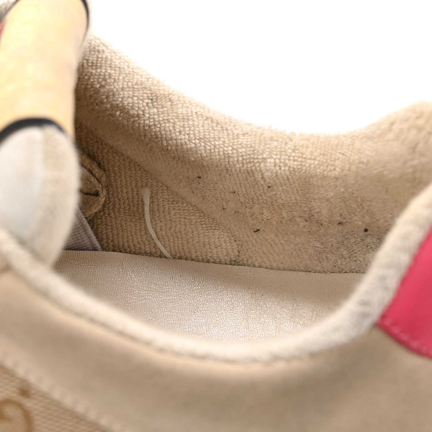 Gucci GG Monogram Nubuck Web Womens Screener Sneakers 38 New Sand Dusty Milk Pink