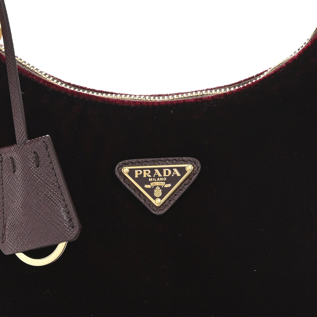 Prada Velvet Mini Re-Edition 2005 Shoulder Bag Red