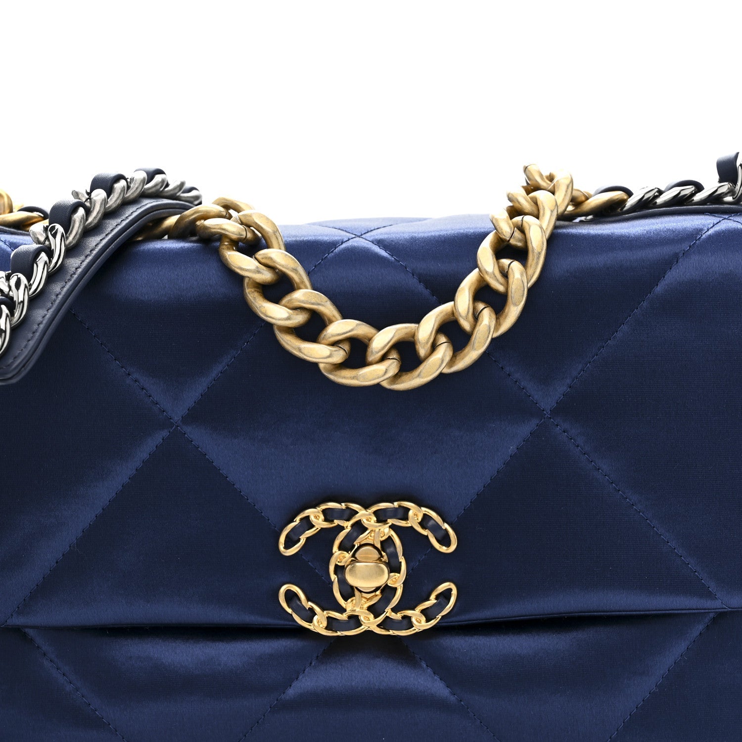 Chanel Satin Quilted Medium Chanel 19 Flap Blue