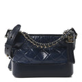 Chanel Aged Calfskin Quilted Small Gabrielle Hobo Navy