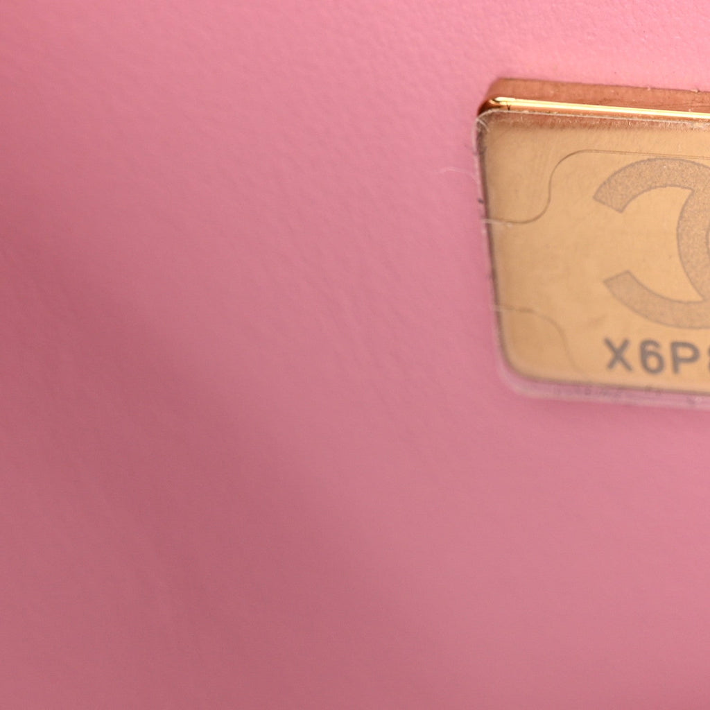 Chanel Lambskin Quilted Mini CC Crystal Logo Chain Flap Pink