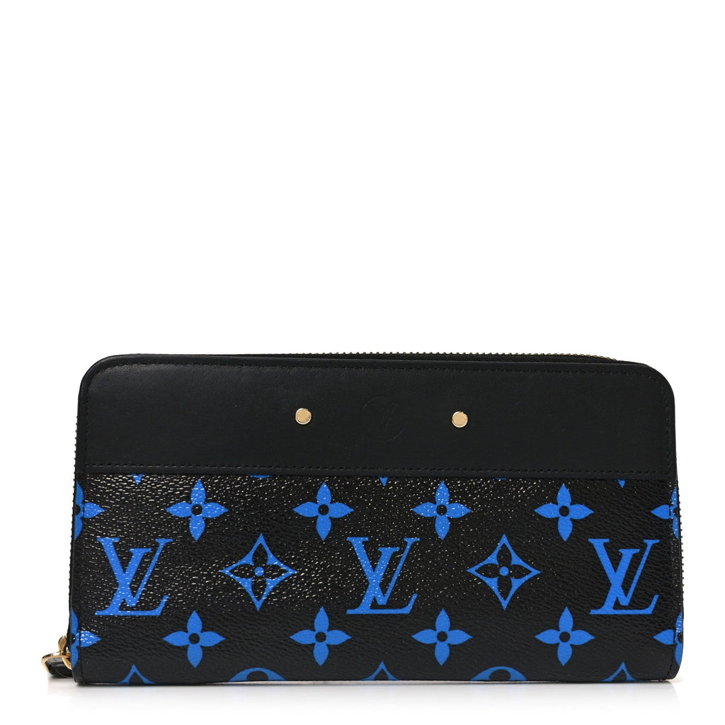 Louis Vuitton Calfskin Colored Monogram Zippy Wallet Blue Black