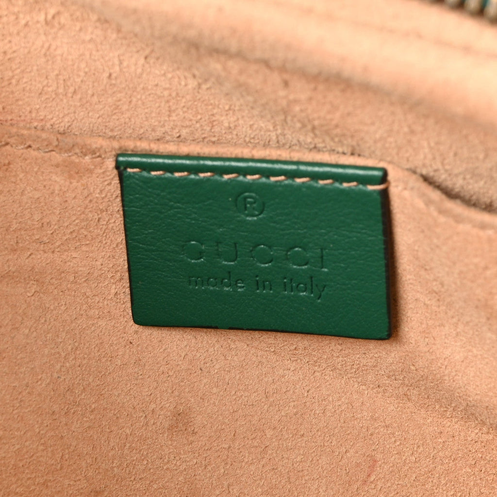 Gucci Calfskin Matelasse Small GG Marmont Chain Shoulder Bag Emerald Green