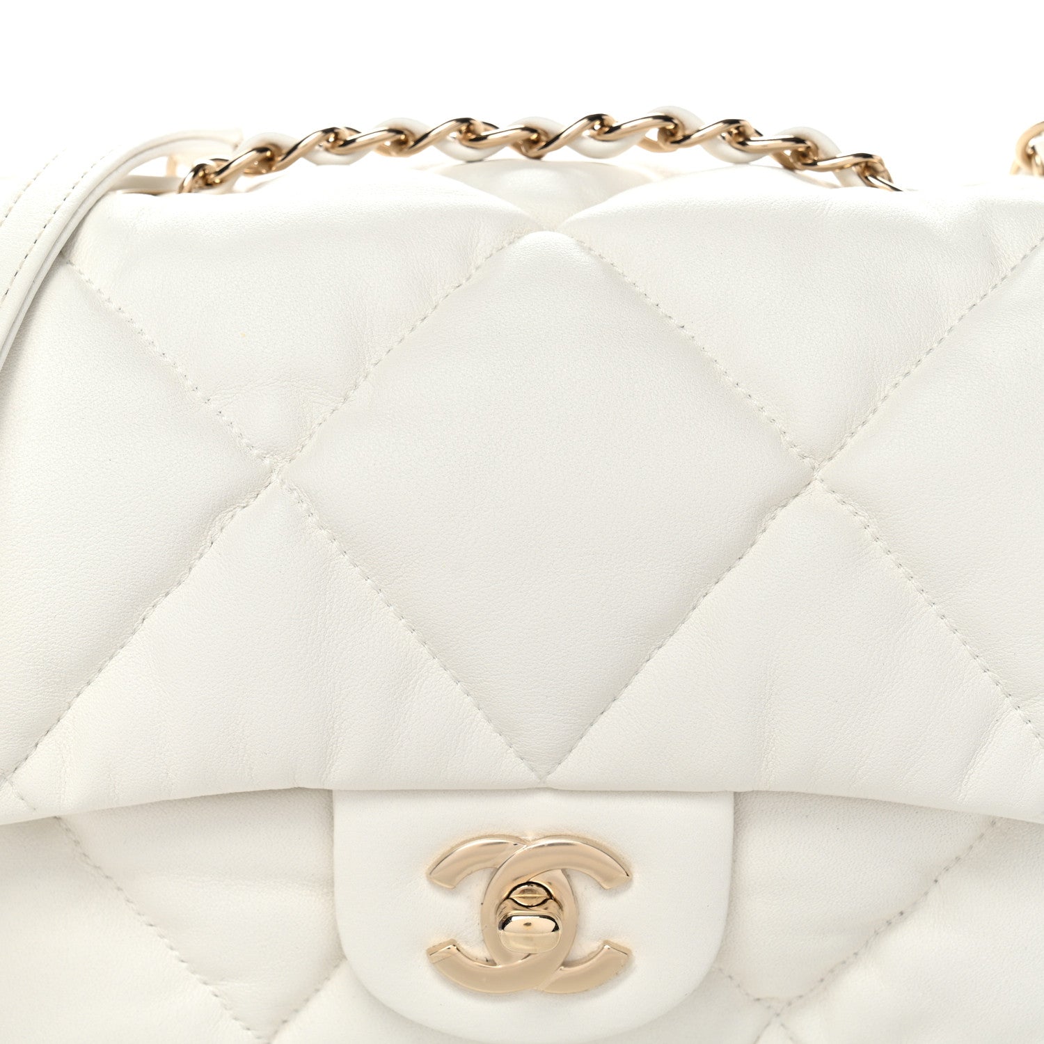 Chanel Calfskin Quilted Medium Bubbly Flap White