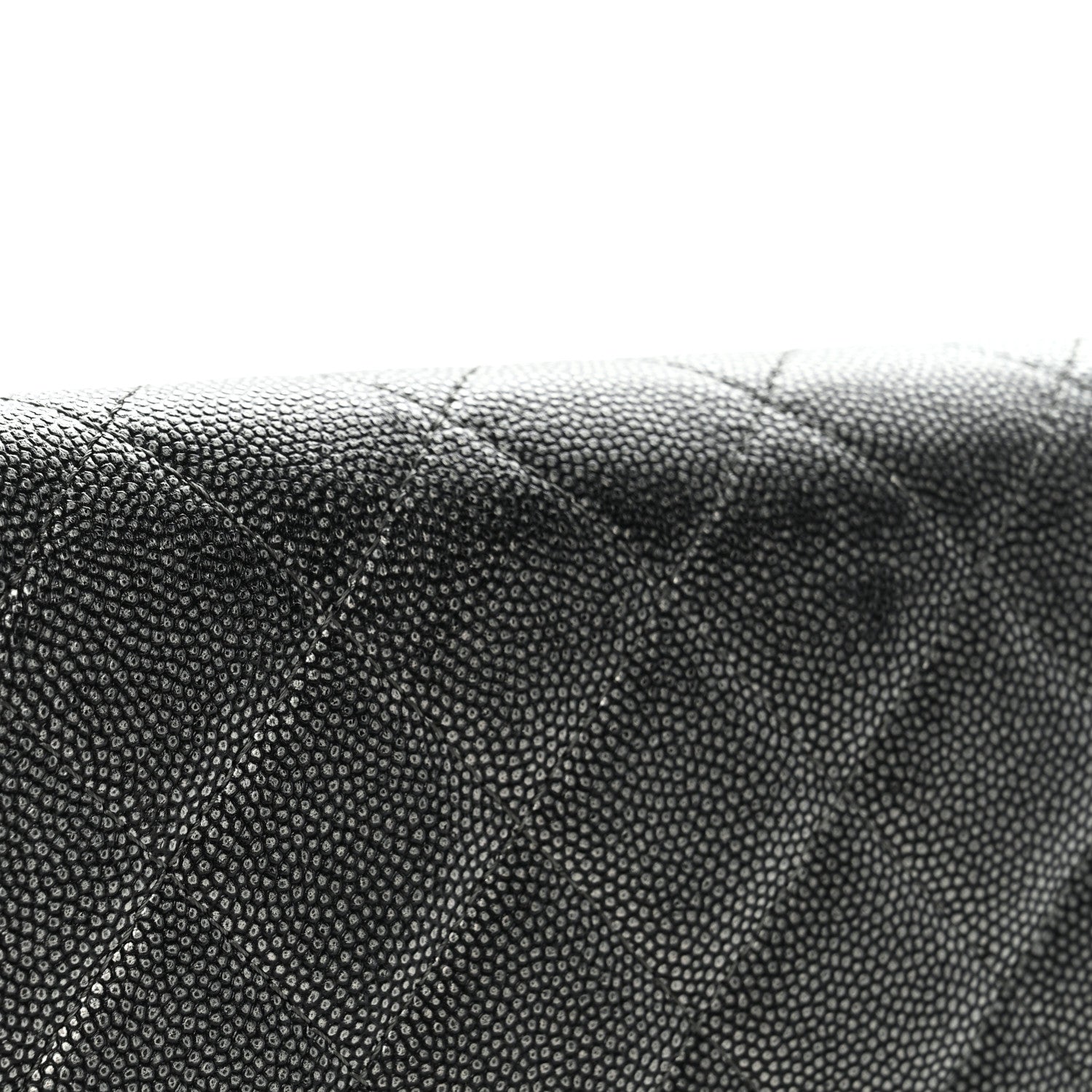 Metallic Caviar Quilted Large Golden Class Gusset Flap Wallet Dark Grey