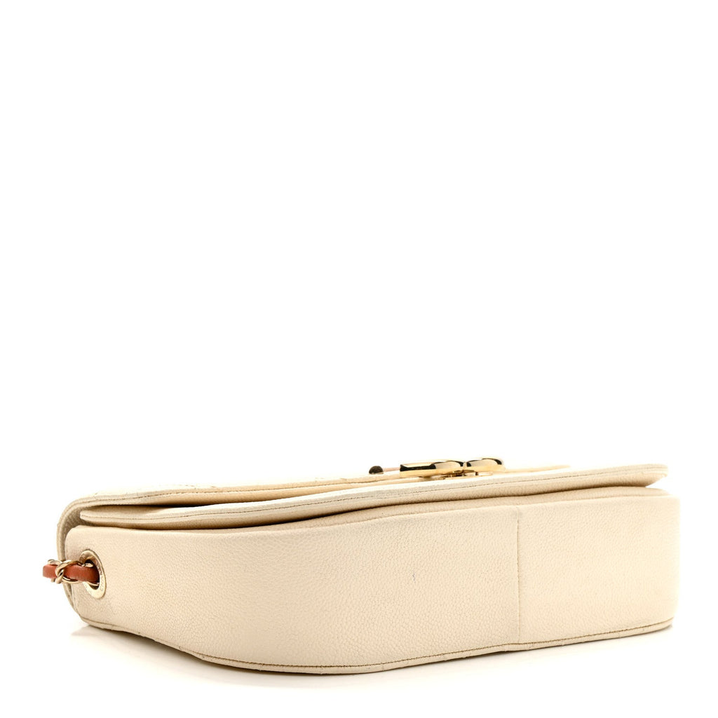 Chanel Grained Calfskin Quilted Small Cuba Top Handle Flap White