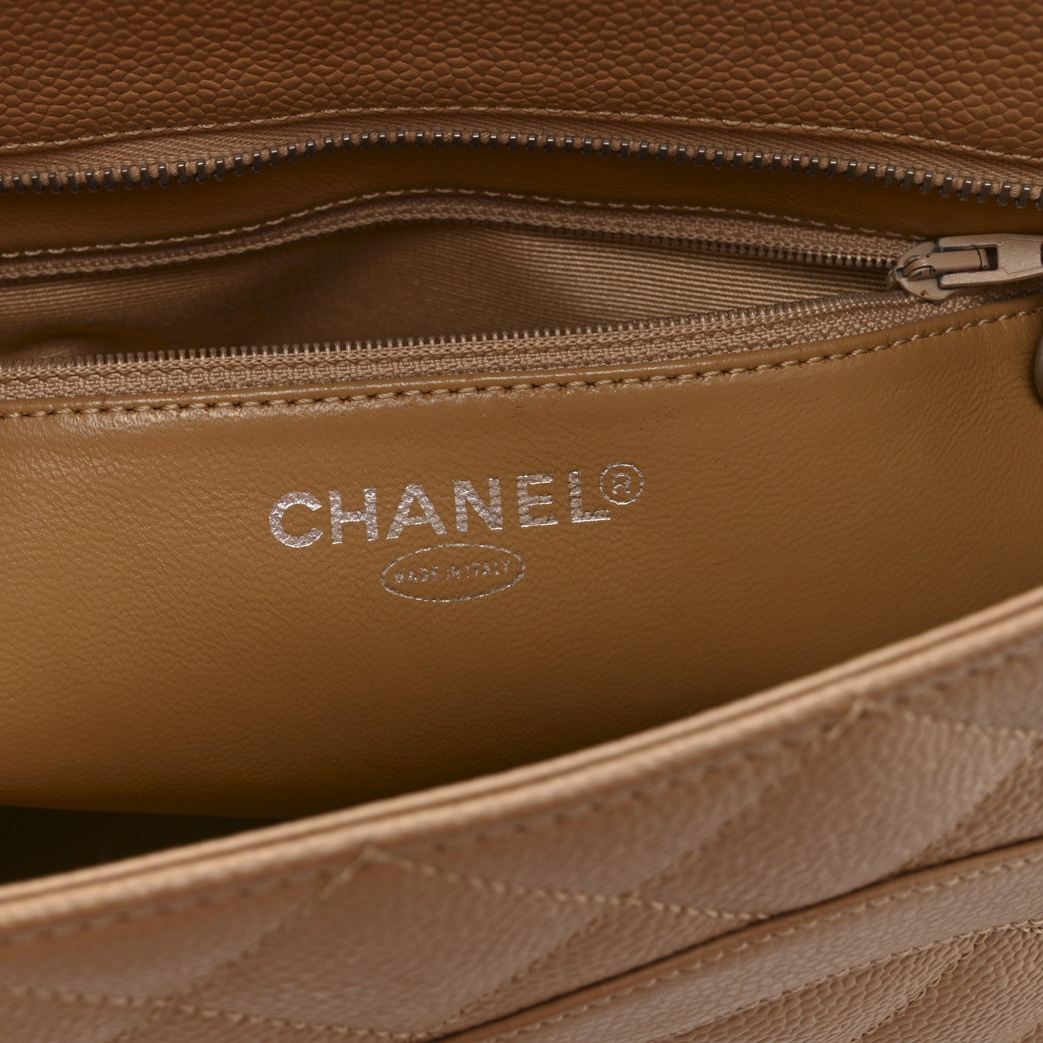 Chanel Caviar Quilted Medallion Tote Beige
