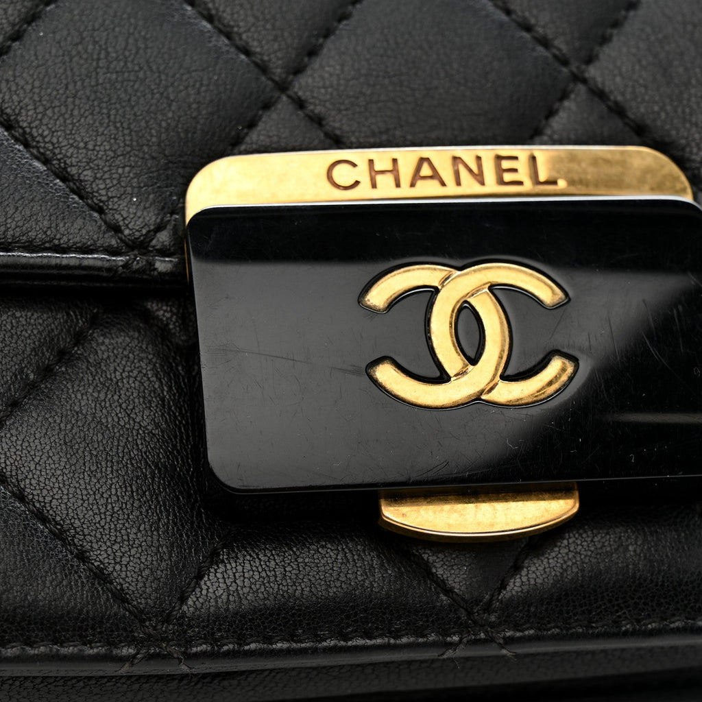 Chanel Sheepskin Quilted Mini Beauty Lock Flap Black