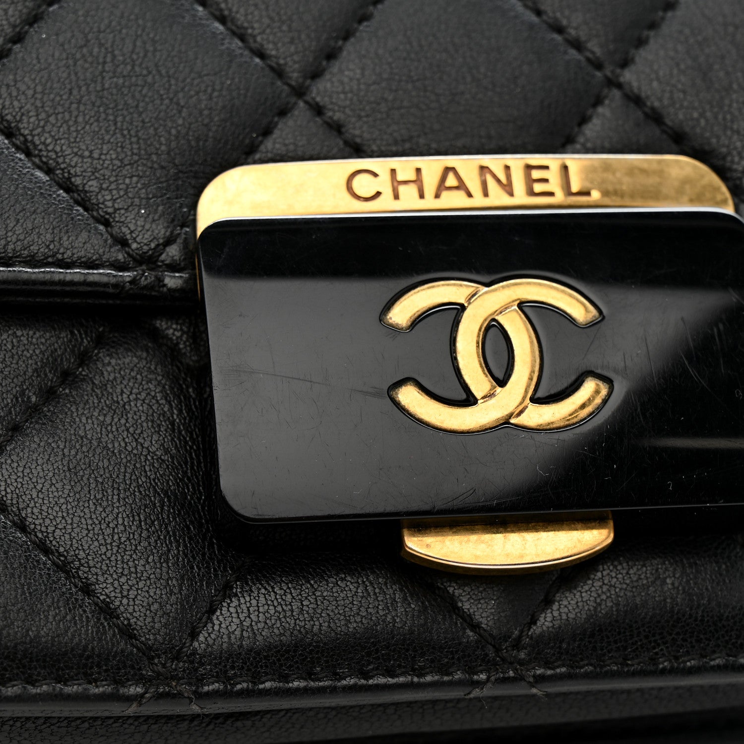 Chanel Sheepskin Quilted Mini Beauty Lock Flap Black
