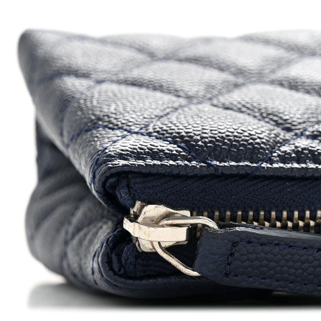 Caviar Quilted Cosmetic Case Navy