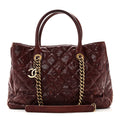 Chanel Glazed Caviar Quilted Small Shiva Tote Burgundy