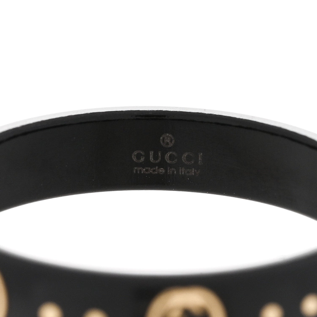 Gucci 18K Yellow Gold Synthetic Corundum Icon Ring 59 8.75 Black