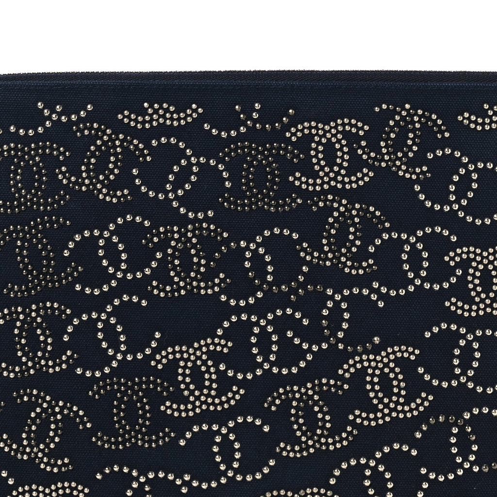 Canvas Studded CC Medium Cosmetic Pouch Navy