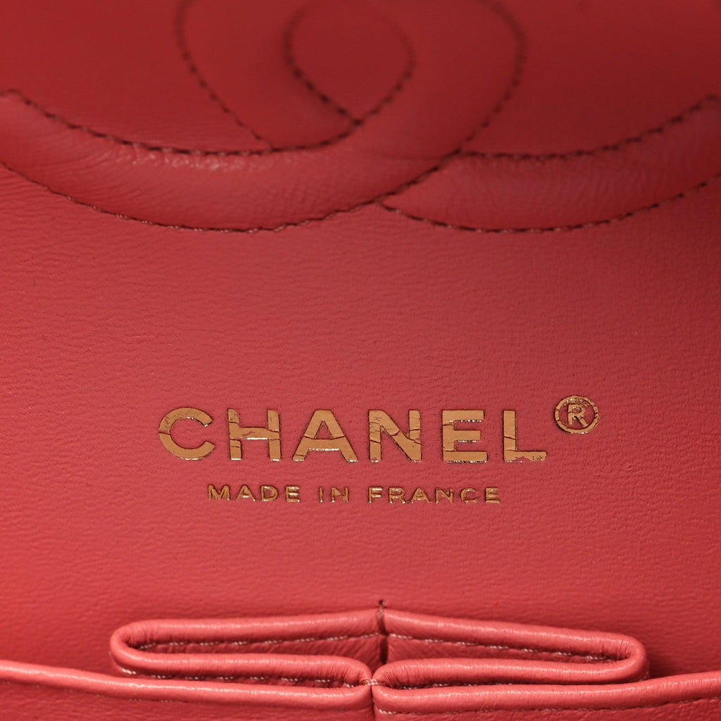 Chanel Iridescent Lambskin Quilted Medium Double Flap Pink