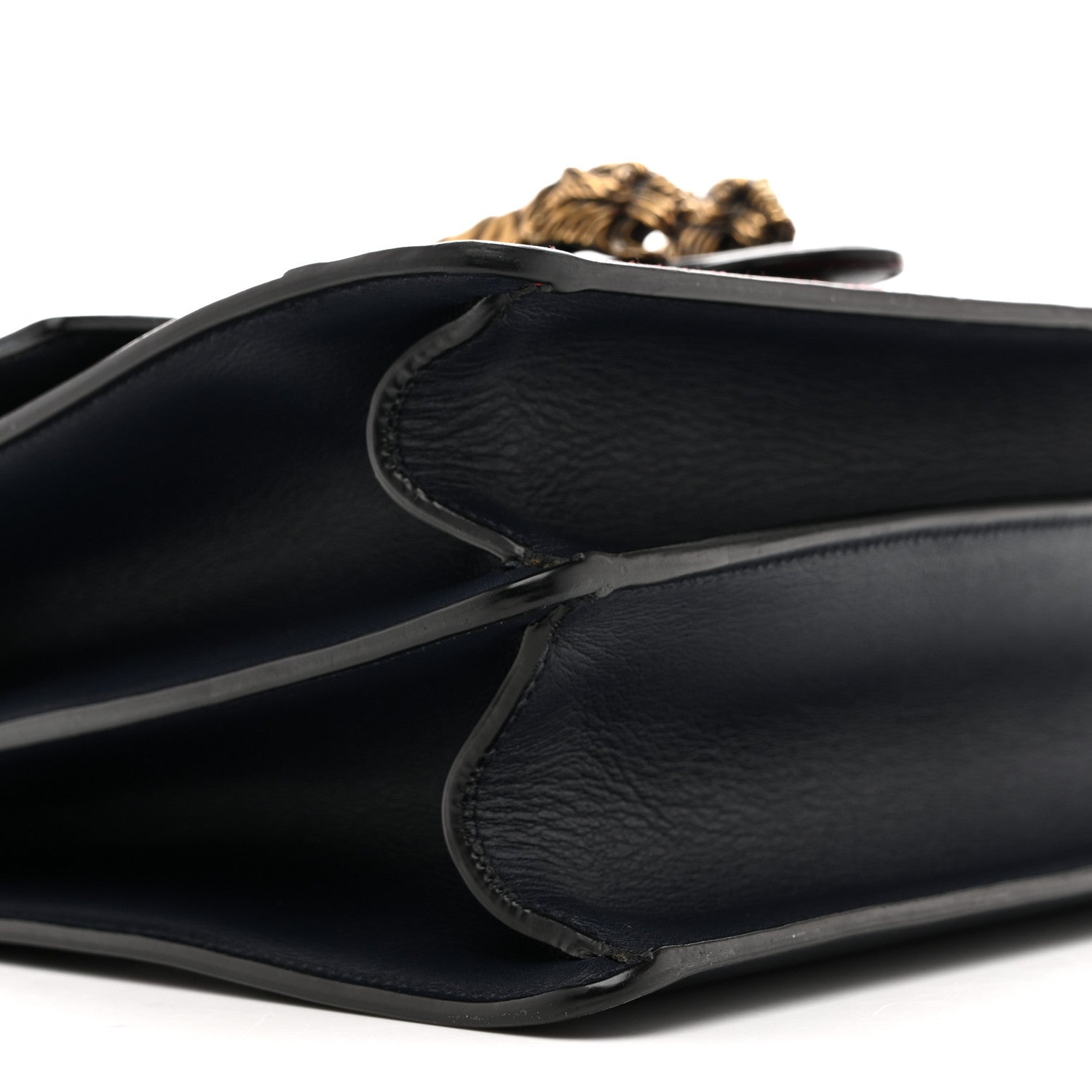 Gucci Moon Calfskin Web Medium Dionysus Bamboo Top Handle Bag Blue Emerald Hibiscus Red