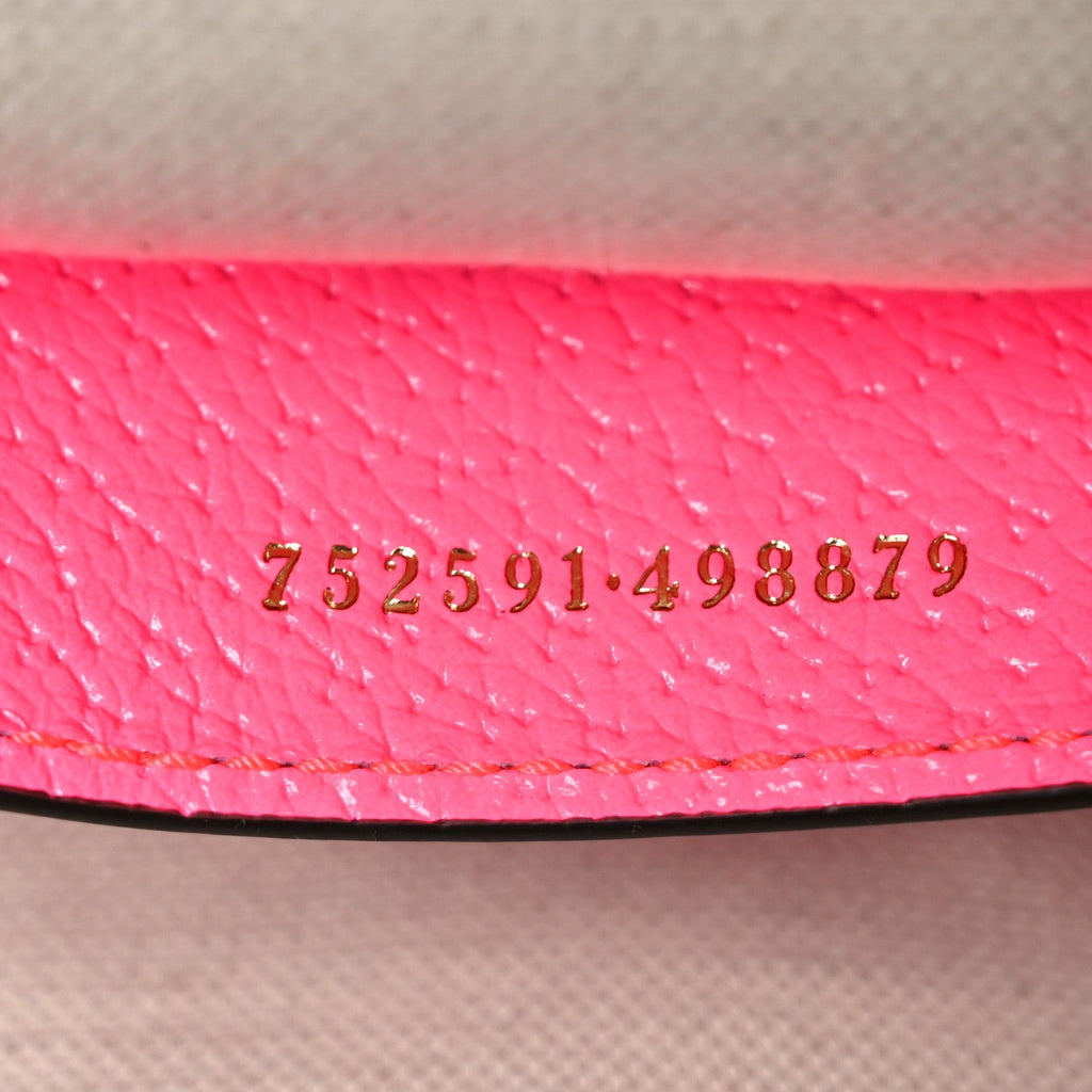 Gucci GG Supreme Monogram Textured Dollar Calfskin Web Ophidia Small Crossbody Bag Beige Ebony Fuchsia