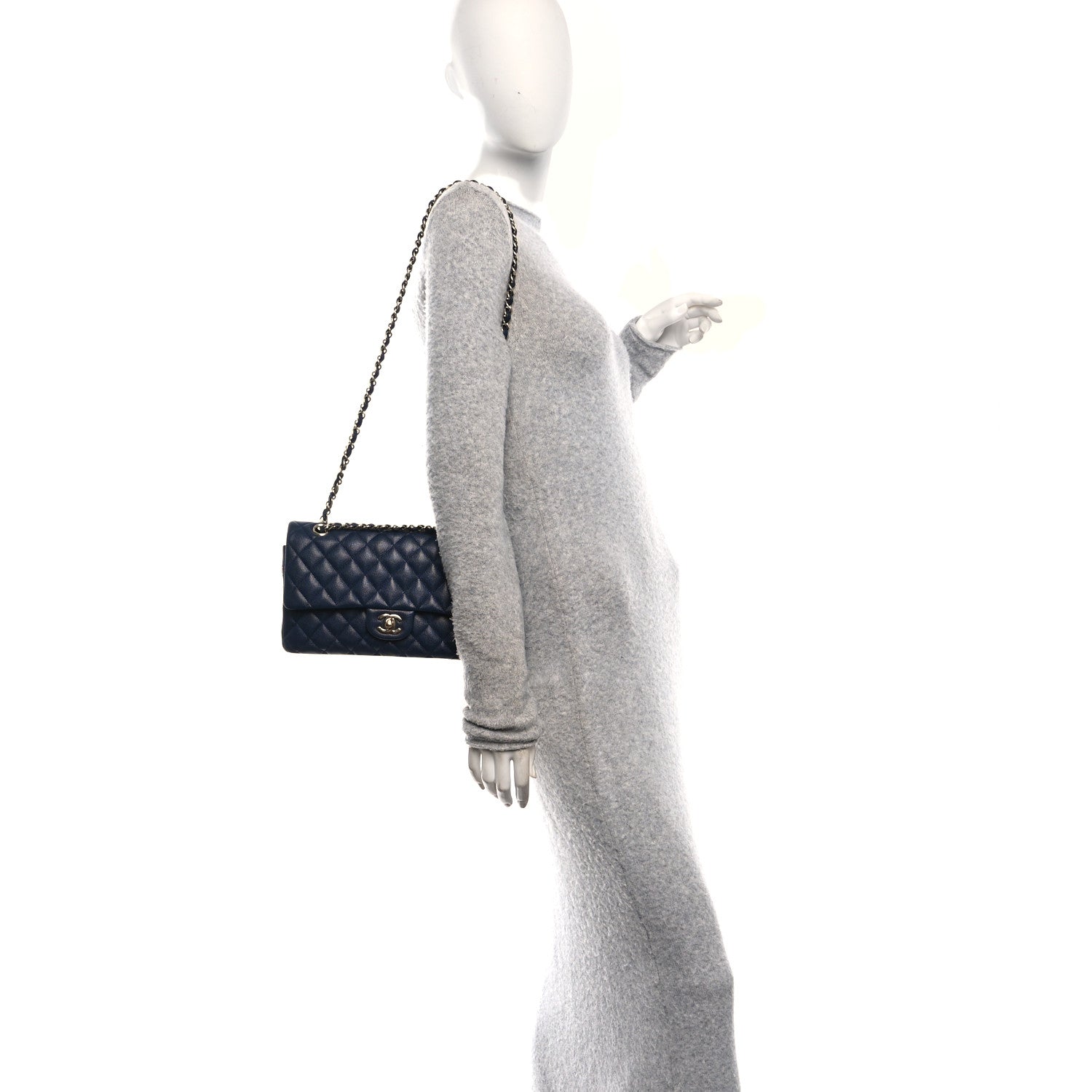 Chanel Caviar Quilted Medium Double Flap Navy