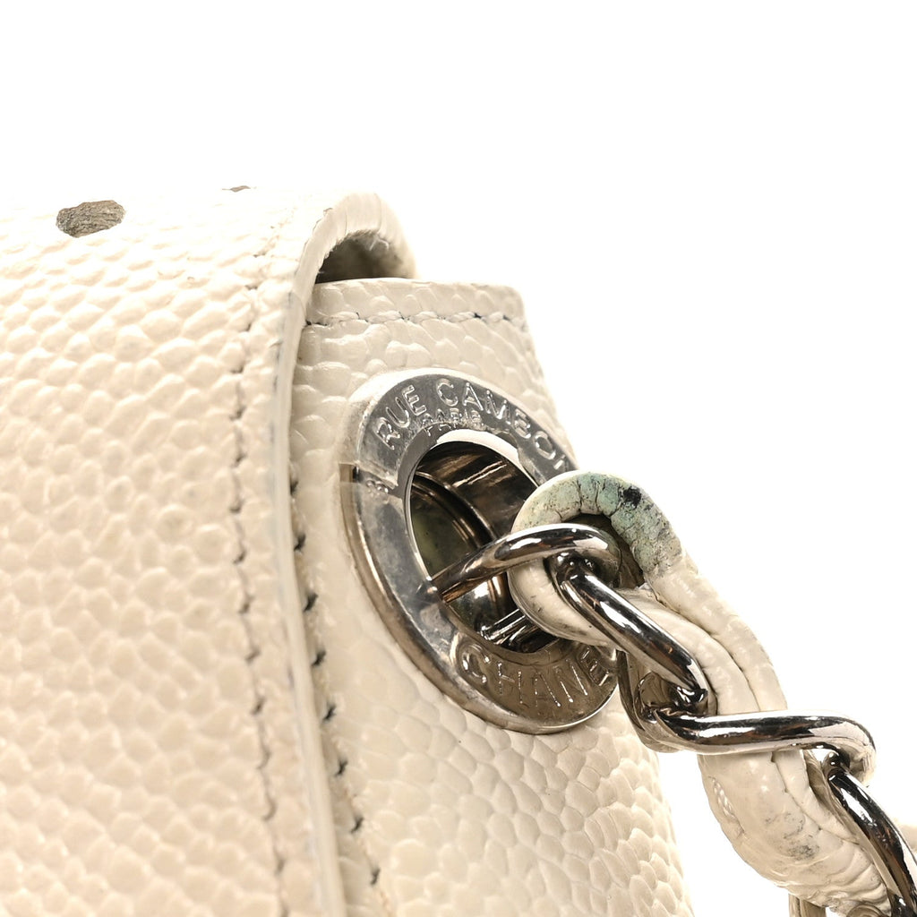 Chanel Caviar Perforated Messenger Bag White