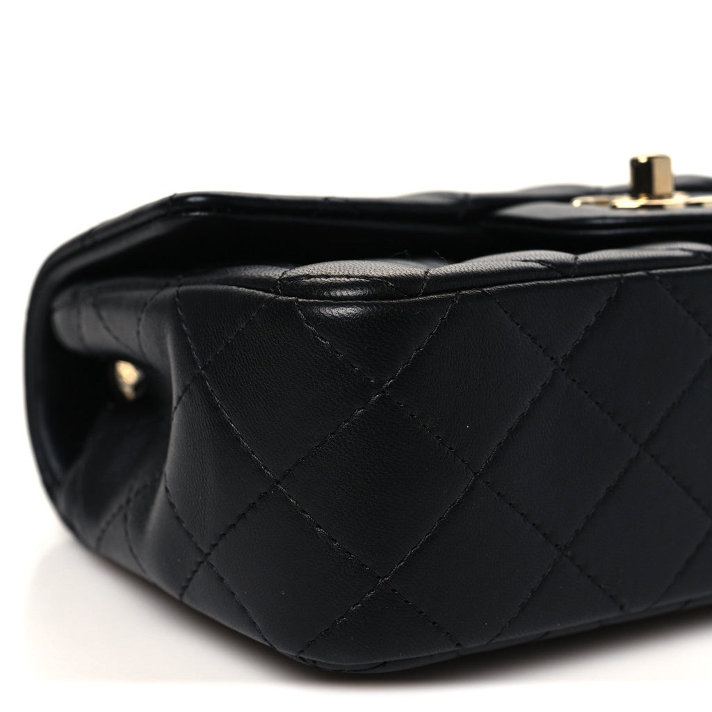 Chanel Lambskin Quilted Mini Rectangular Flap Black