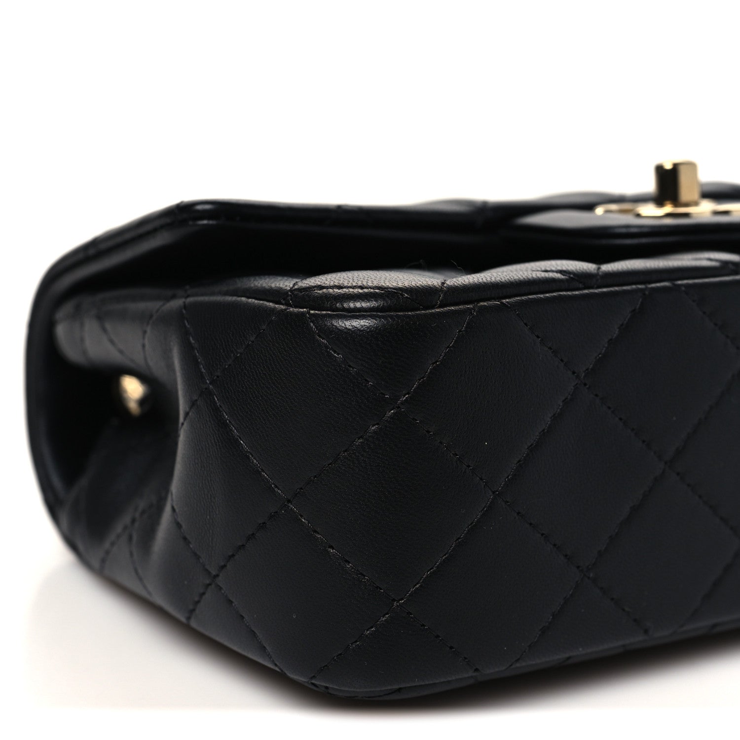 Chanel Lambskin Quilted Mini Rectangular Flap Black
