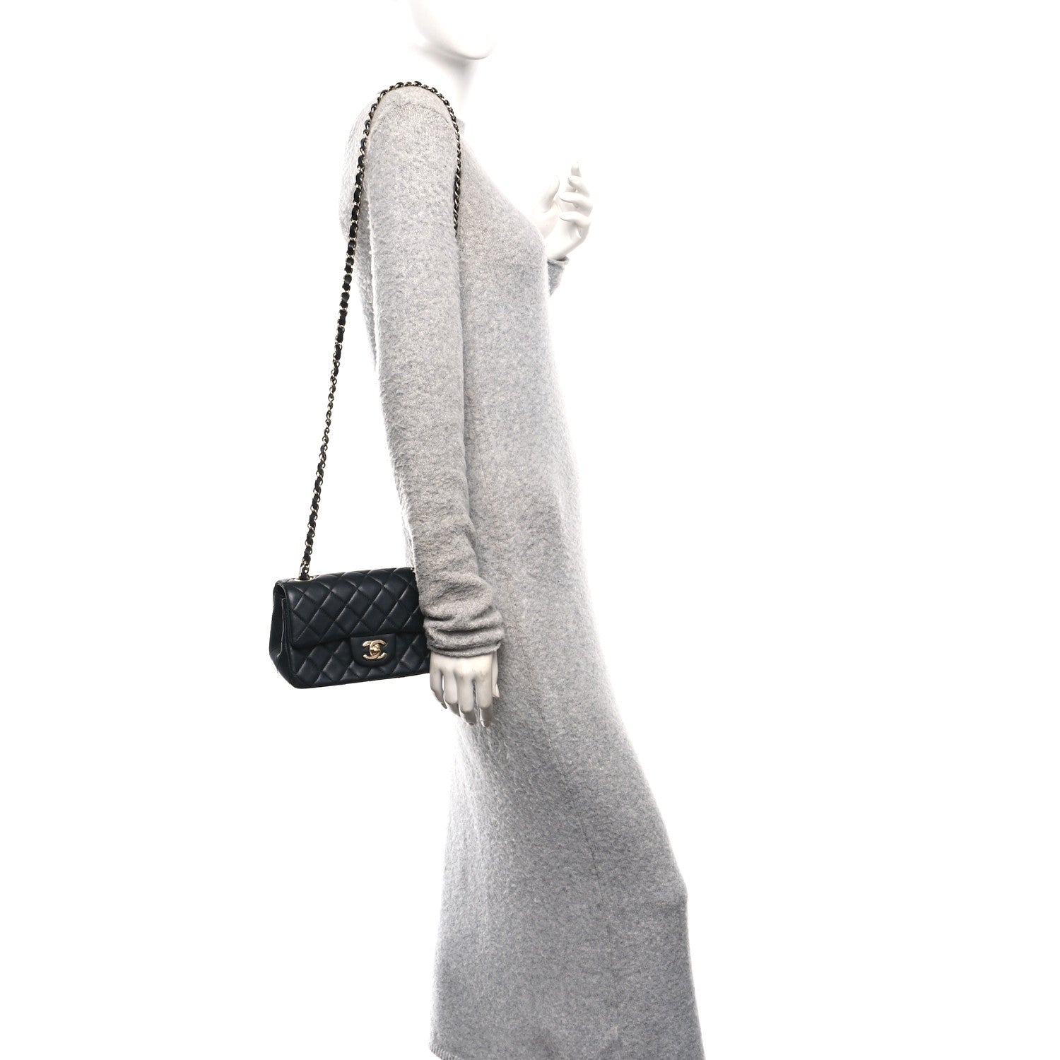 Chanel Lambskin Quilted Mini Rectangular Flap Black