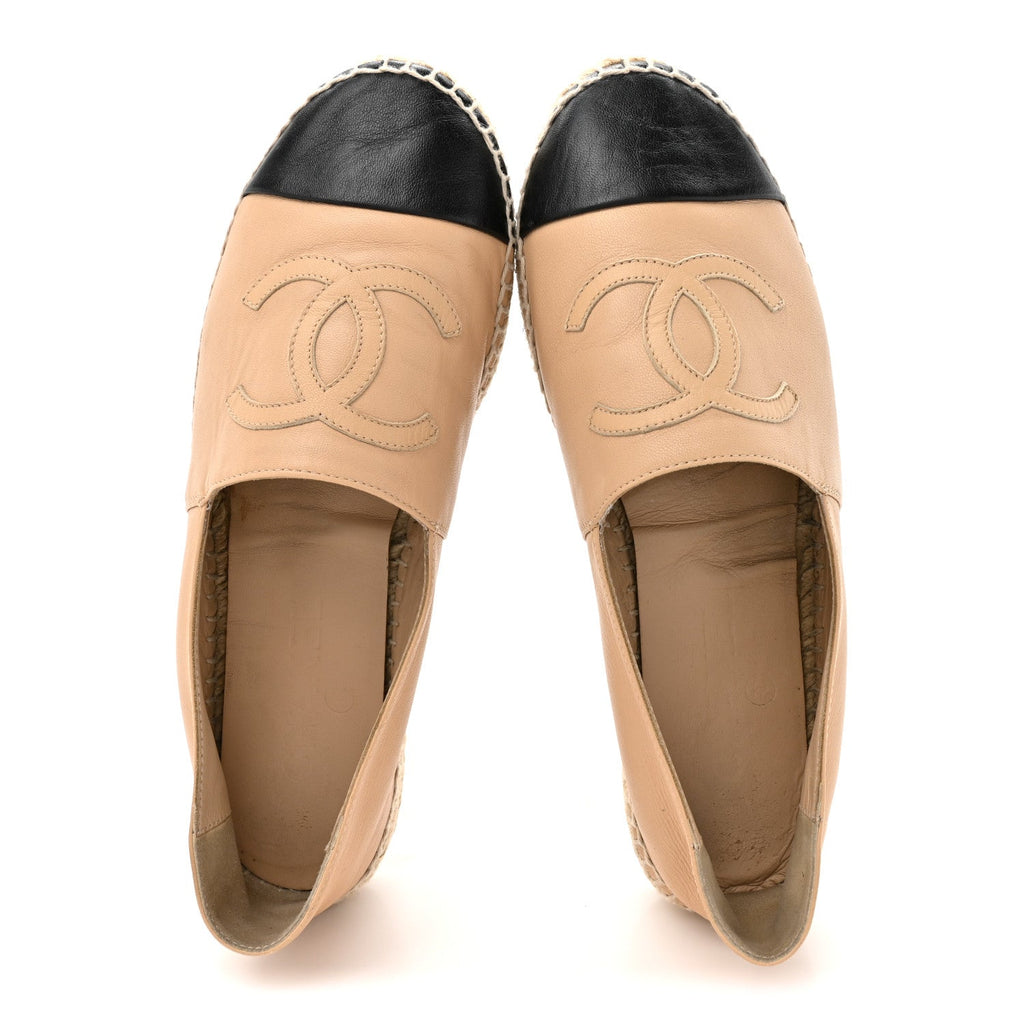 Lambskin CC Espadrilles 38 Beige Black