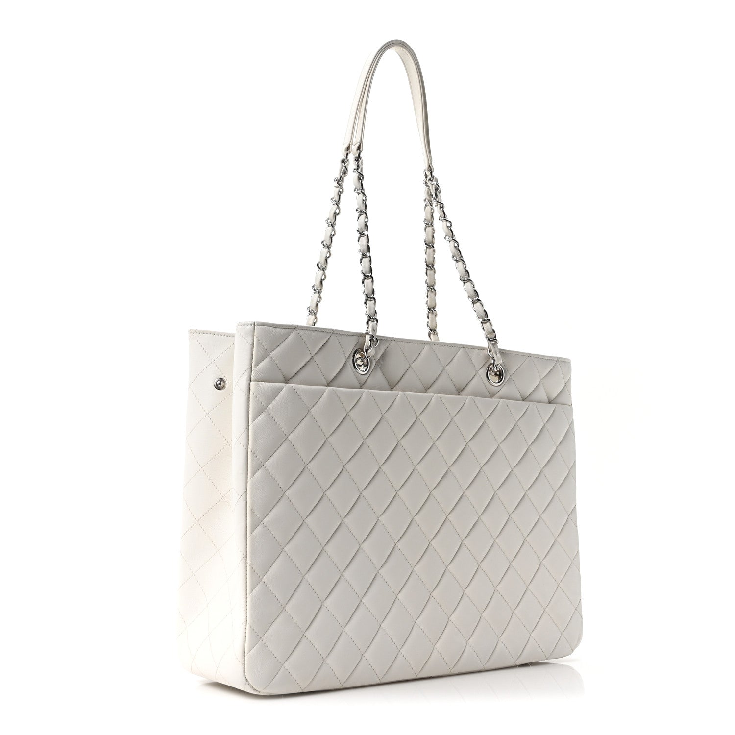 Chanel Calfskin Quilted Large Classic Shopping Tote White