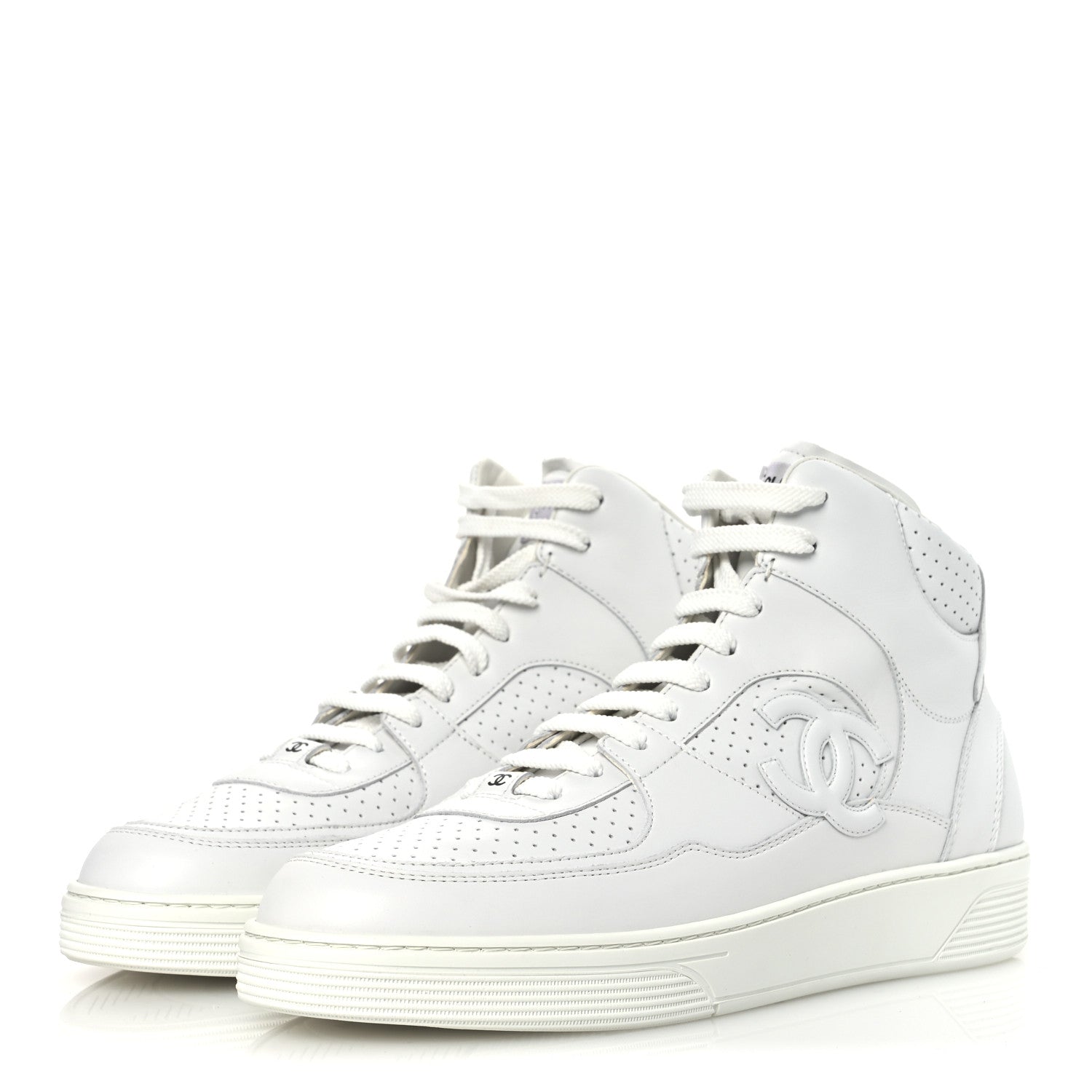 Calfskin CC High Top Sneaker 45 White