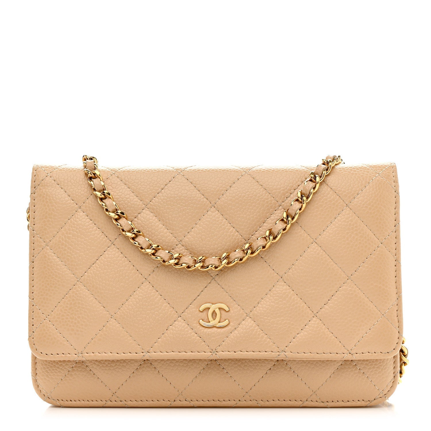 Chanel Caviar Quilted Wallet On Chain WOC Beige