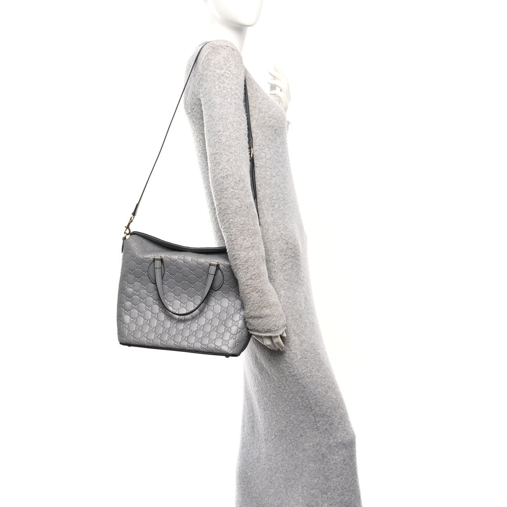 Gucci Guccissima Linea A Foldover Tote Storm Grey