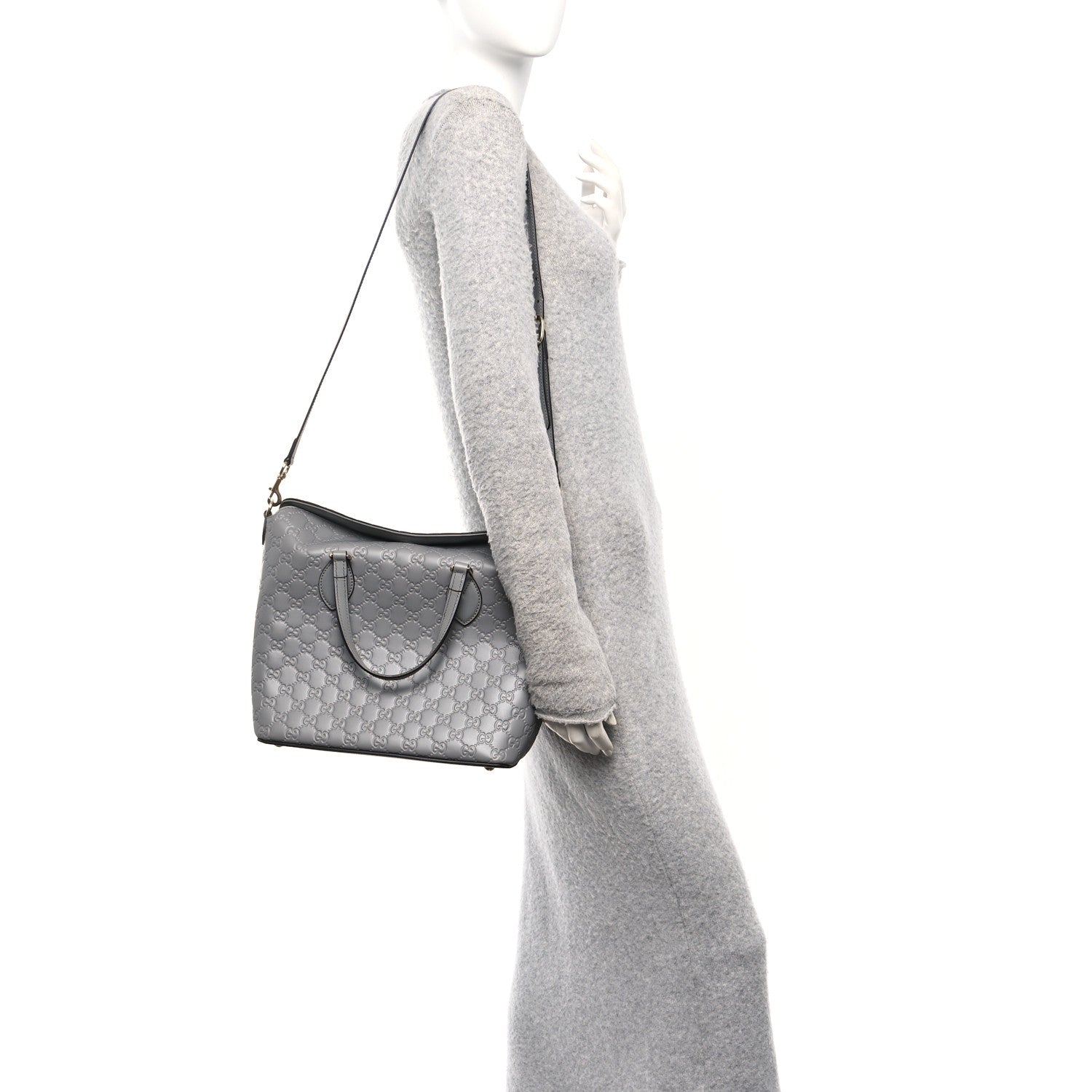 Gucci Guccissima Linea A Foldover Tote Storm Grey