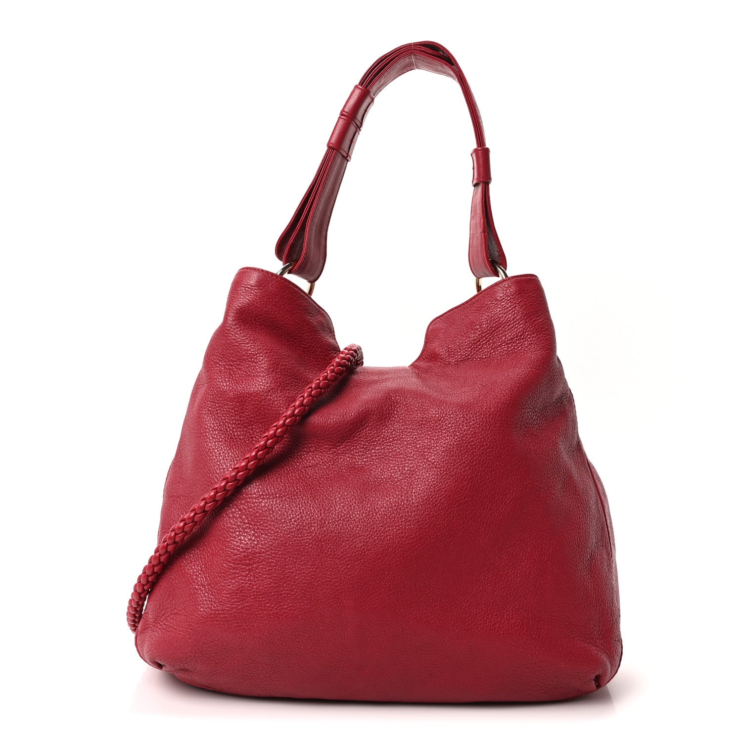 Gucci Pebbled Calfskin Medium G Wave Shoulder Bag Red