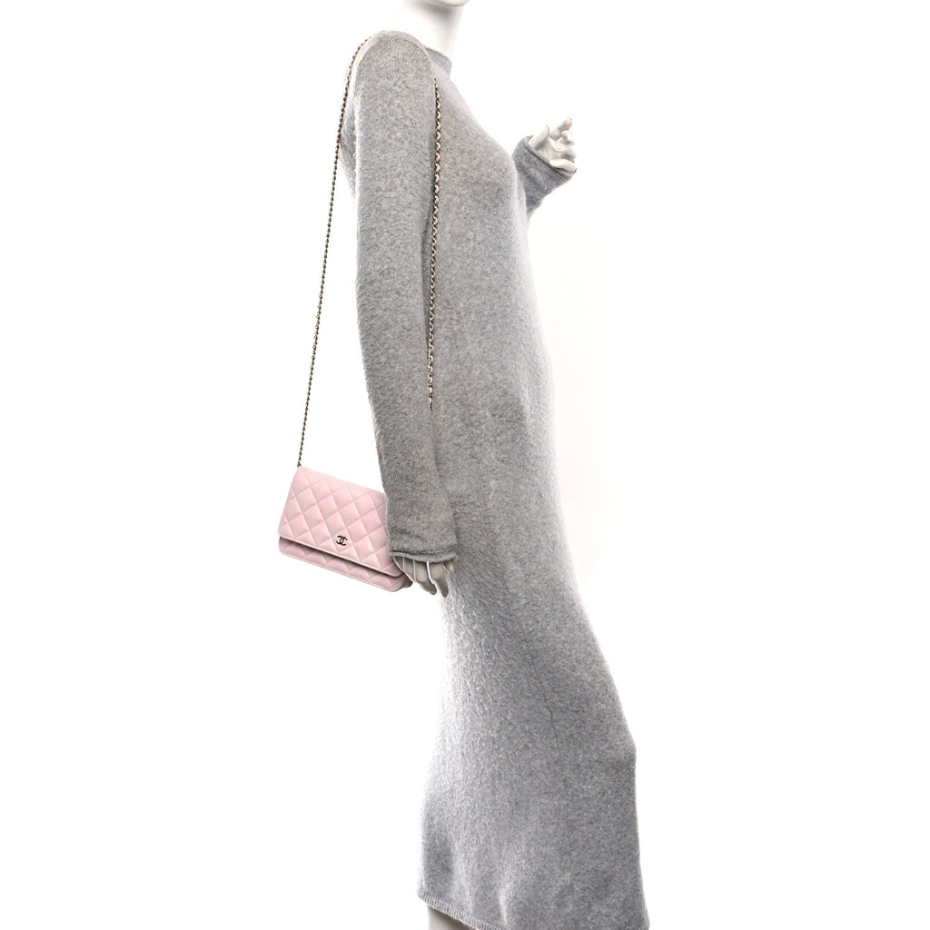 Chanel Caviar Quilted Wallet on Chain WOC Light Pink