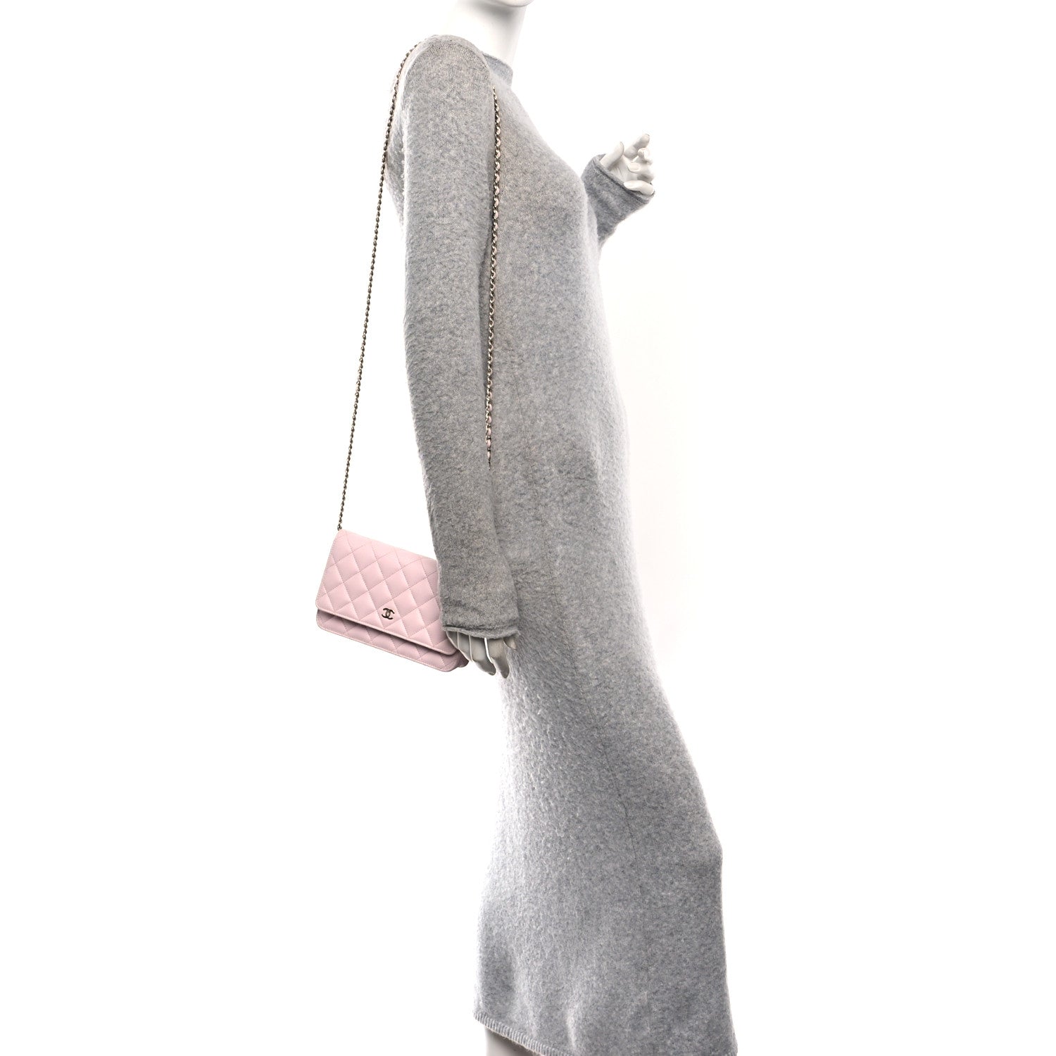Chanel Caviar Quilted Wallet on Chain WOC Light Pink