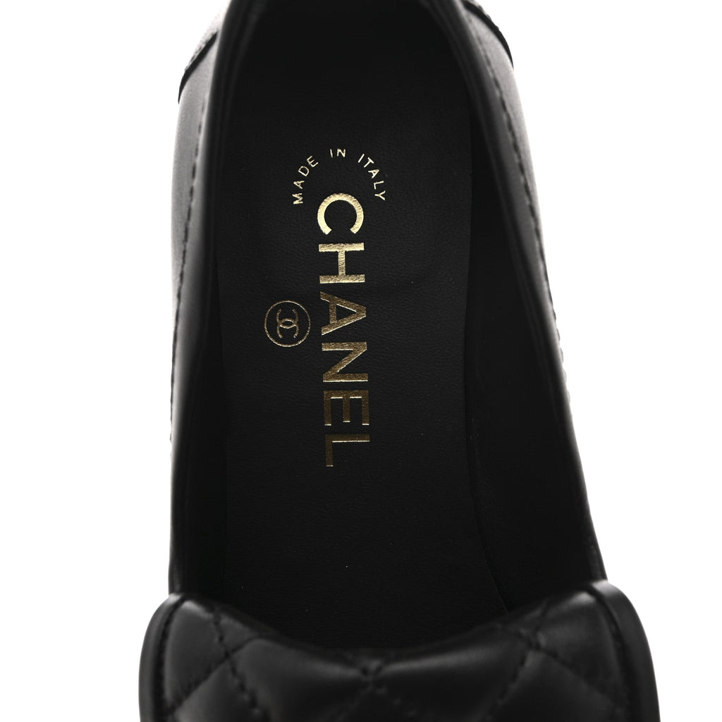 Lambskin Quilted CC Turnlock Loafers 37.5 Black