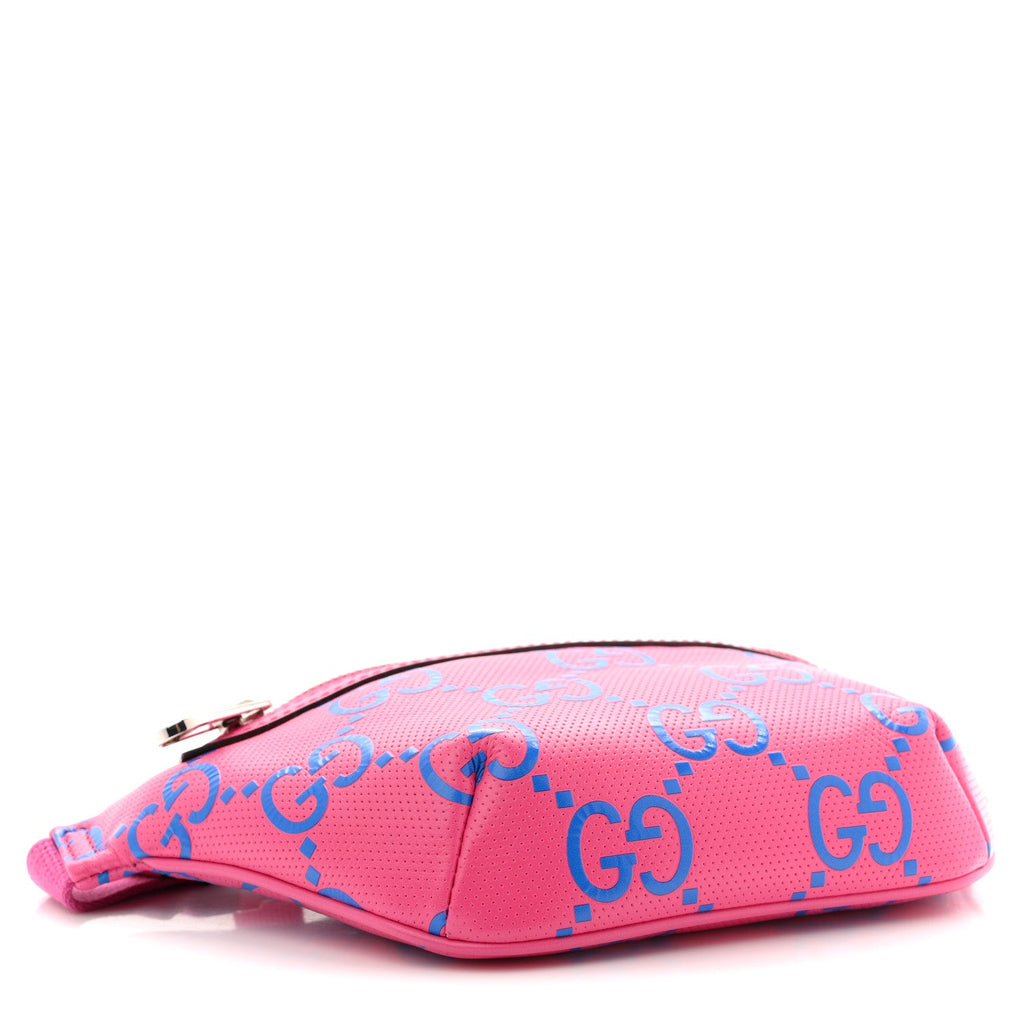 Gucci Calfskin GG Tennis Bi-Color Embossed Belt Bag Modern Fucsia Modern Blue