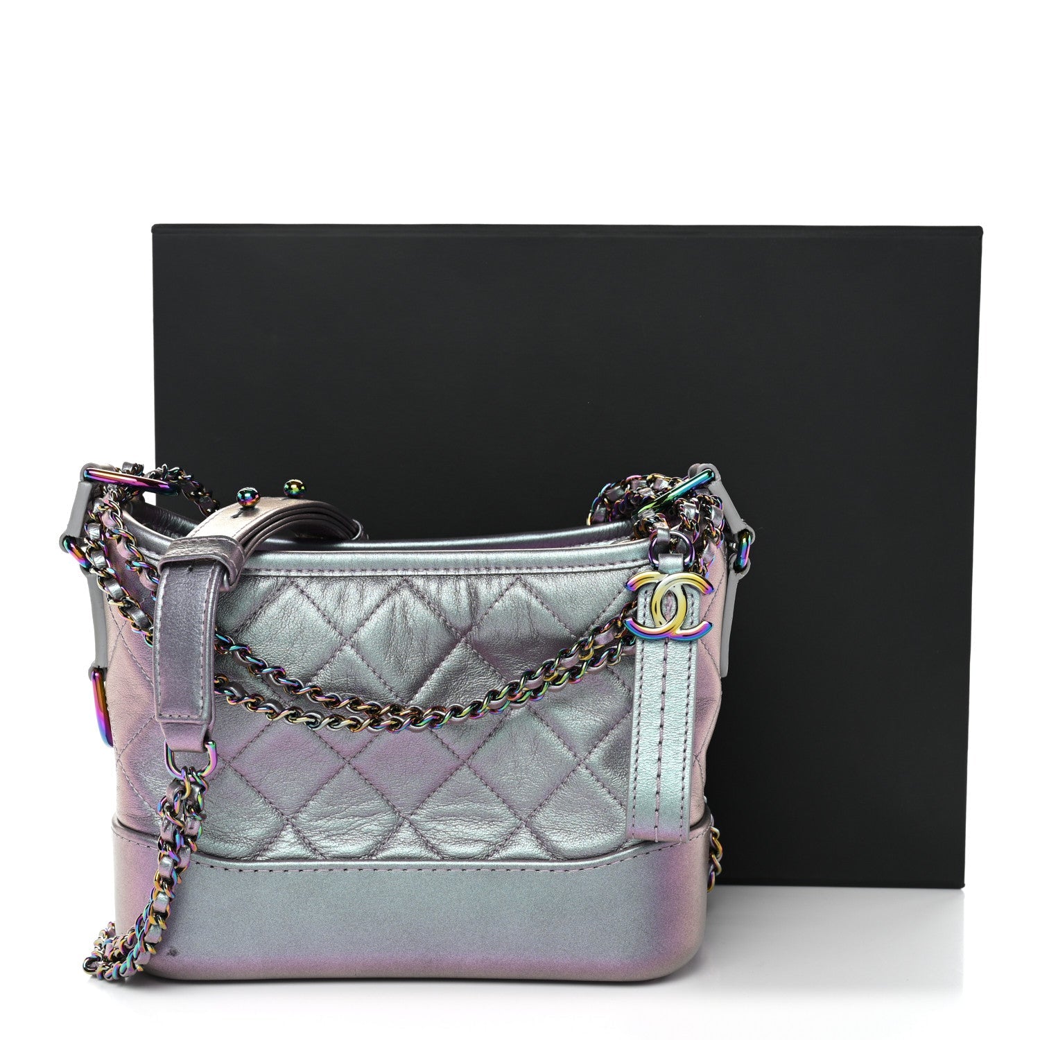 Chanel Iridescent Lambskin Calfskin Quilted Small Gabrielle Hobo Light Purple