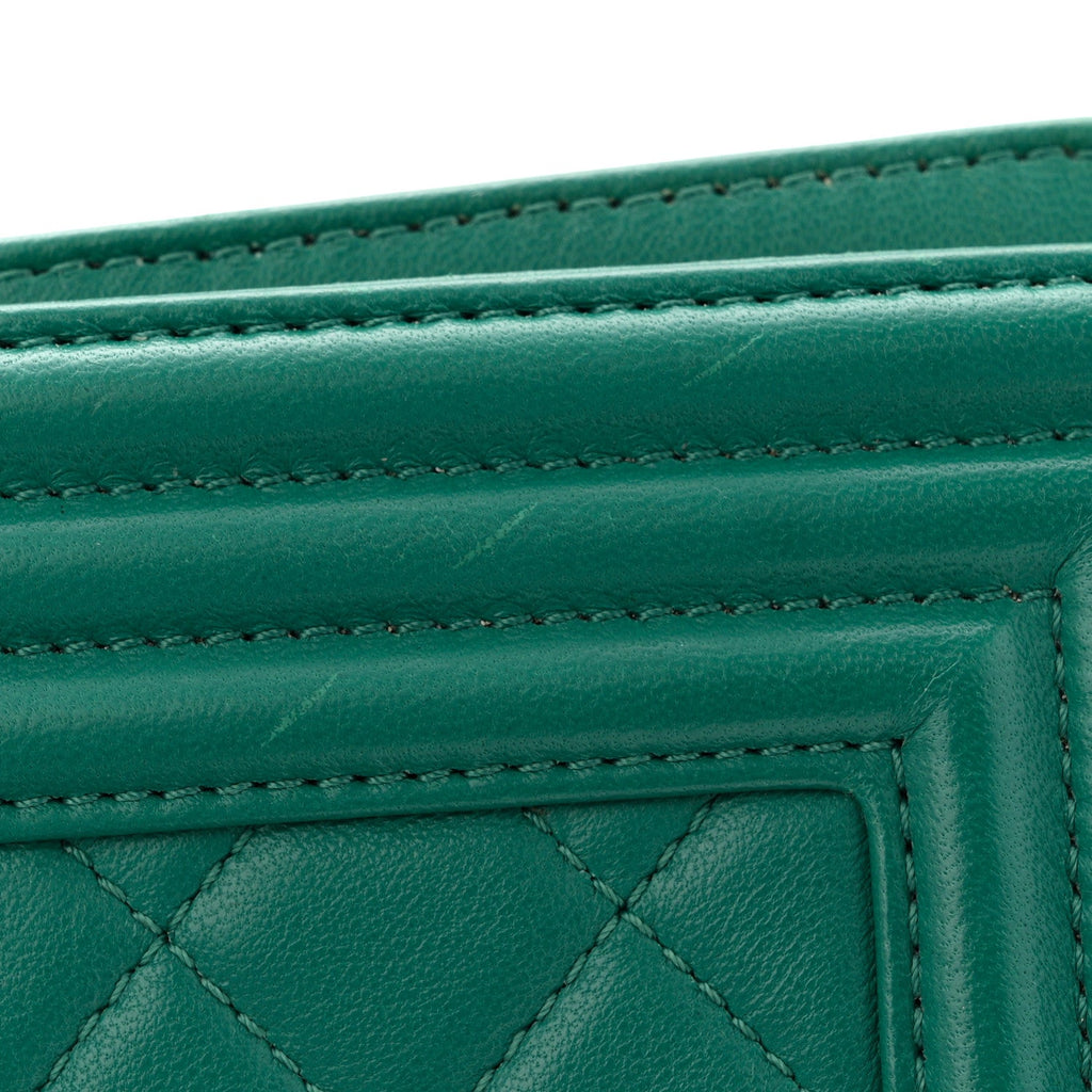 Chanel Lambskin Quilted Medium Boy Flap Green