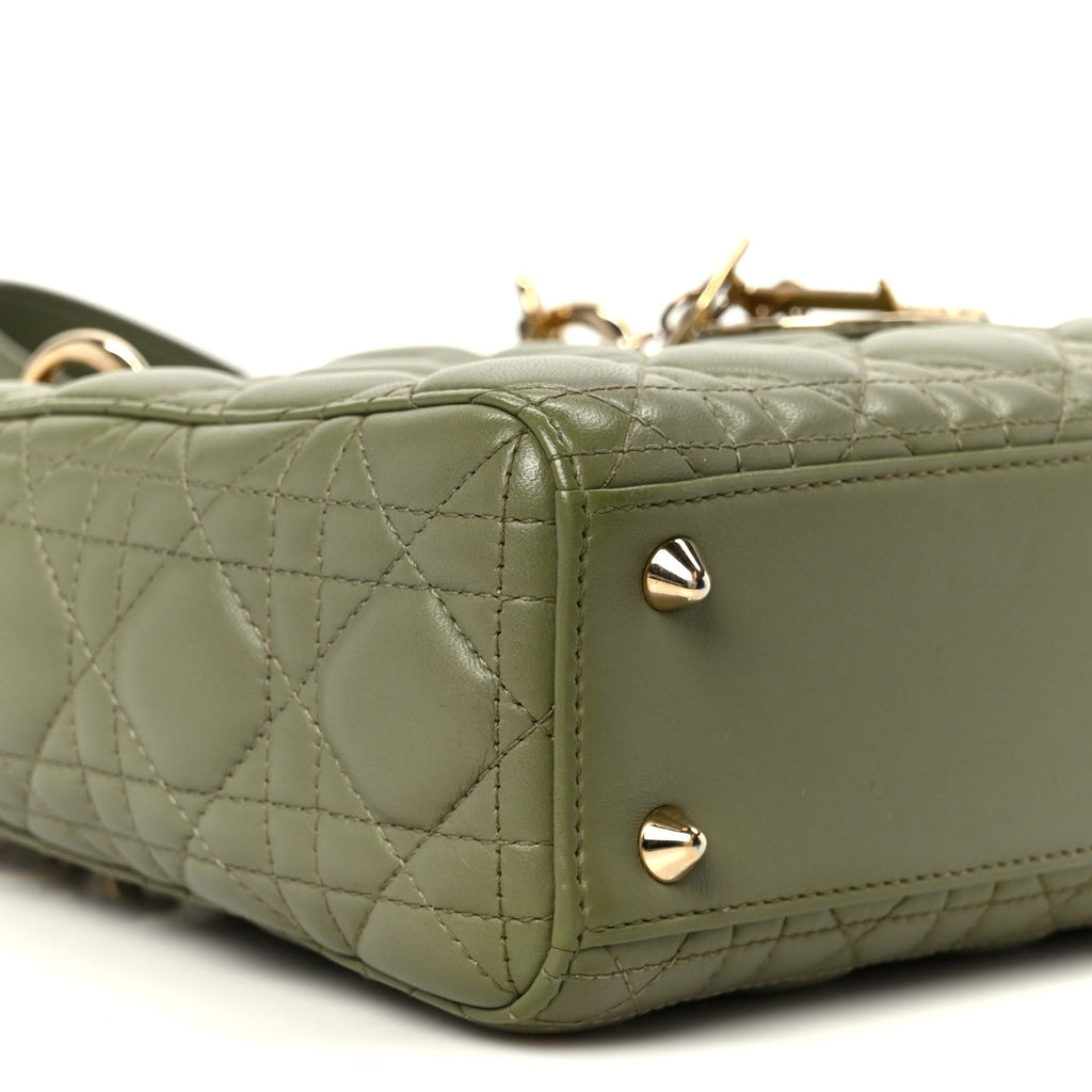 Christian Dior Lambskin Cannage Small My ABCDior Lady Dior Peyote Green
