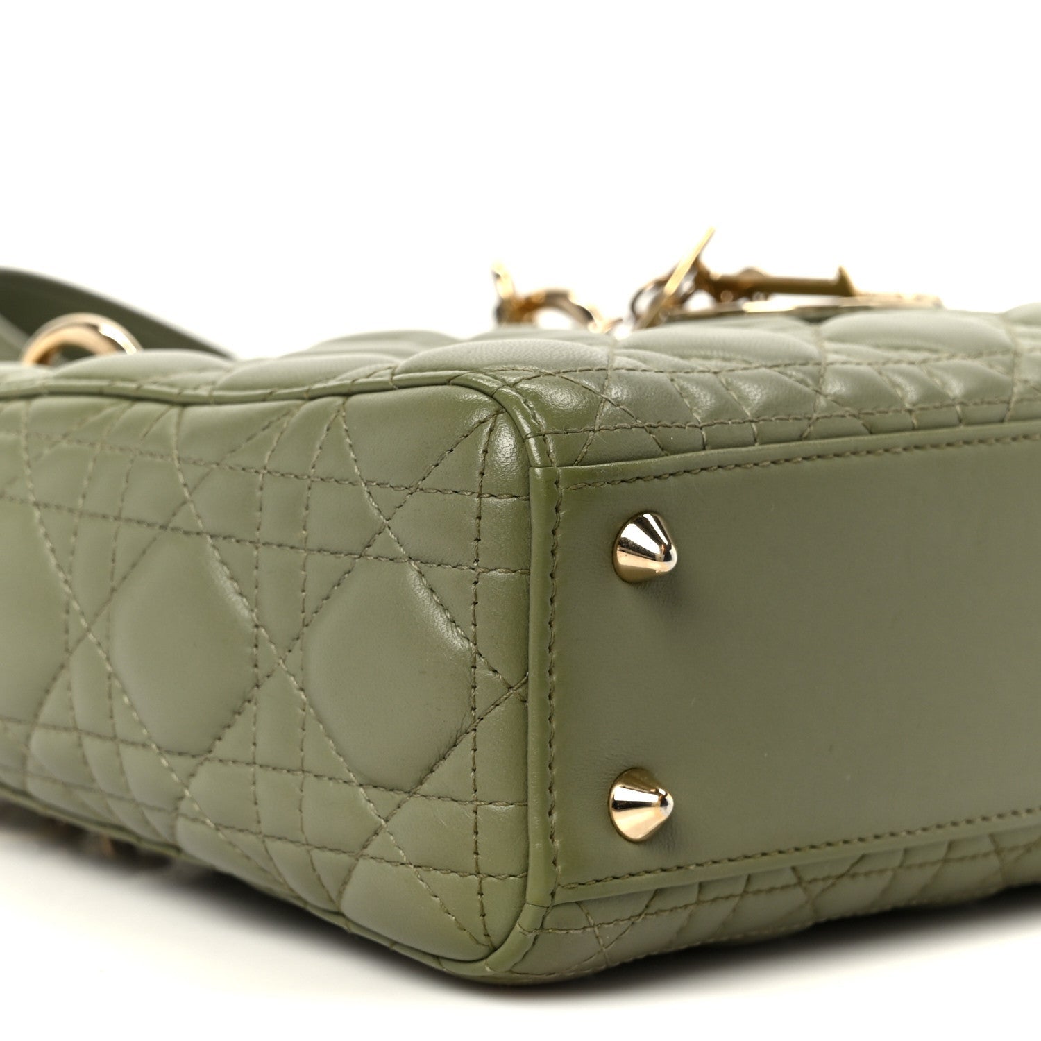 Christian Dior Lambskin Cannage Small My ABCDior Lady Dior Peyote Green