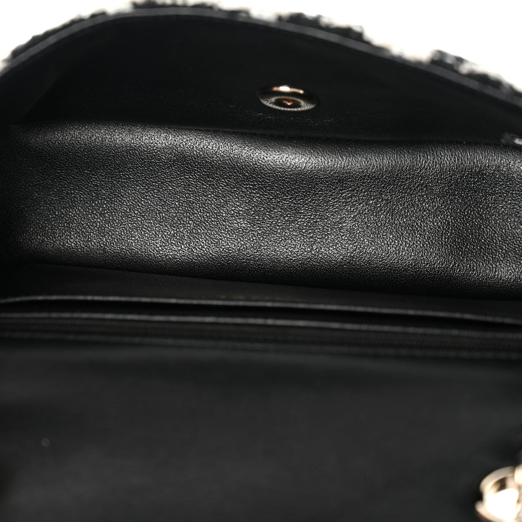 Chanel Tweed Quilted Mini Rectangular Flap Black Ecru White