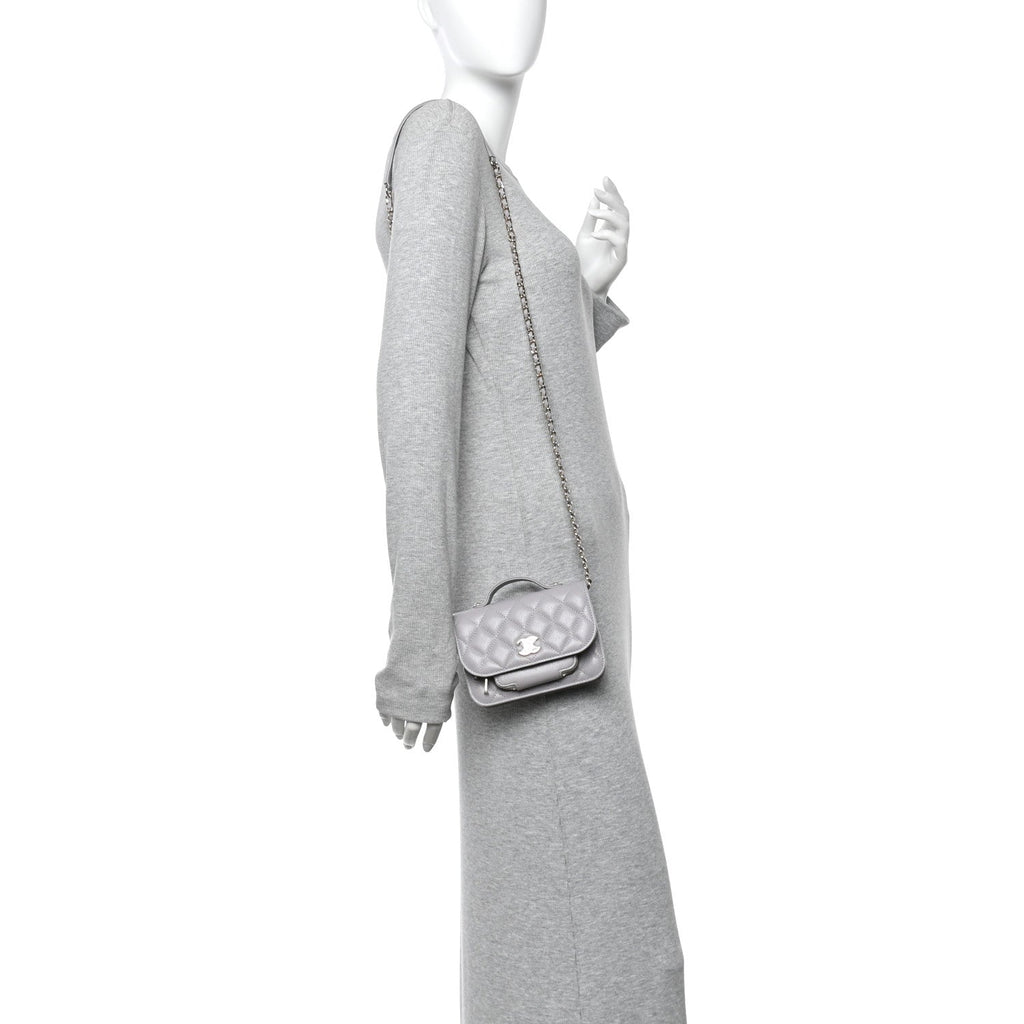Chanel Caviar Quilted Mini Business Affinity Flap Grey
