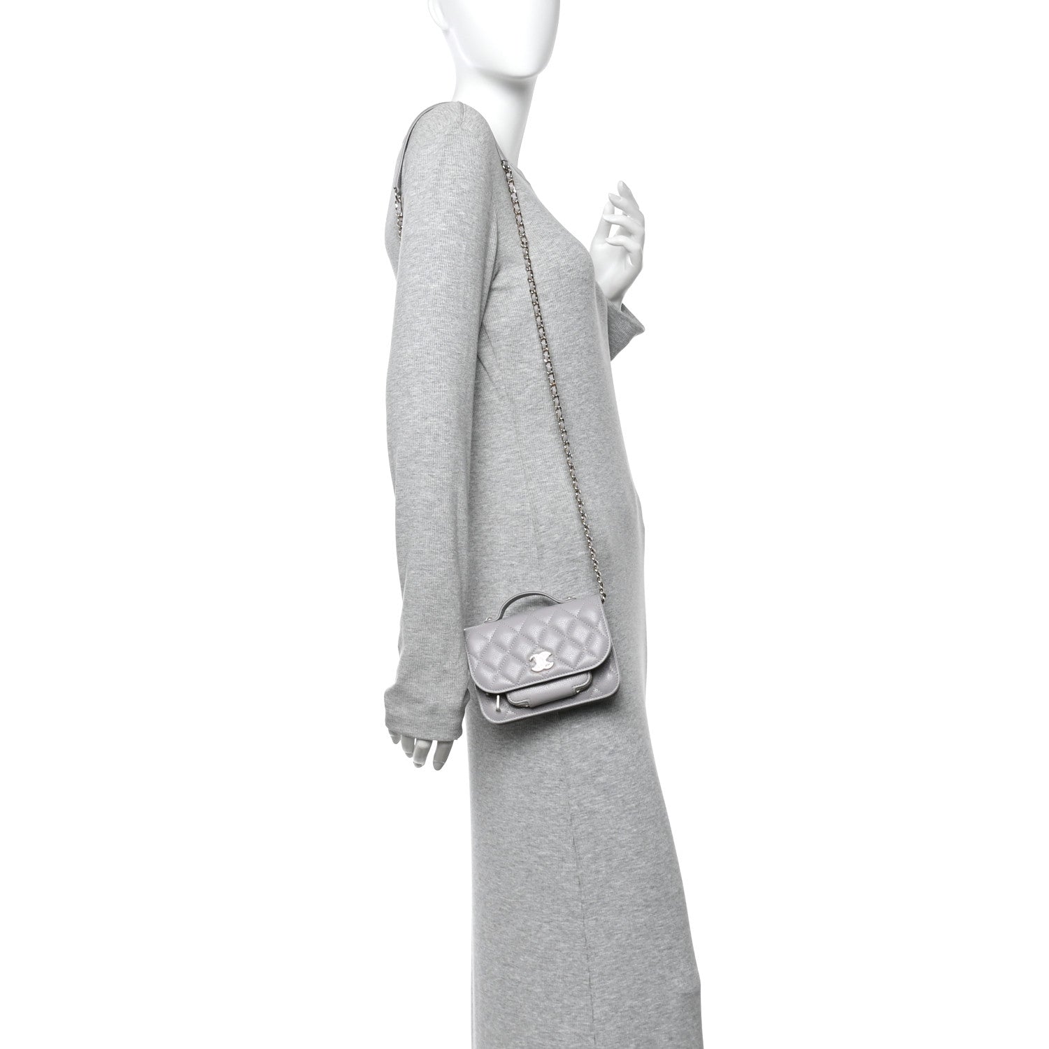 Chanel Caviar Quilted Mini Business Affinity Flap Grey