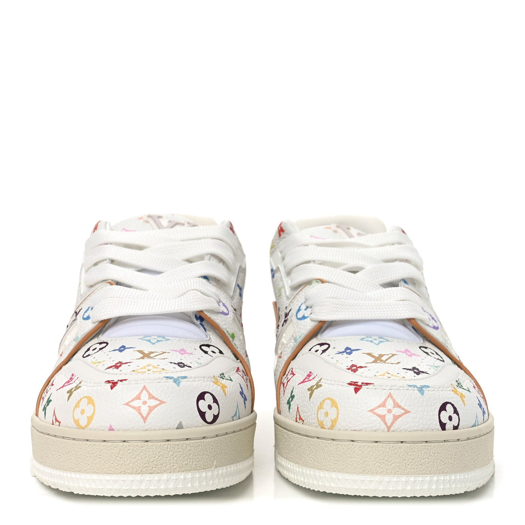Louis Vuitton LV X TM Calfskin Monogram Multicolor Womens LV Trainer Sneakers 39 White Multicolor