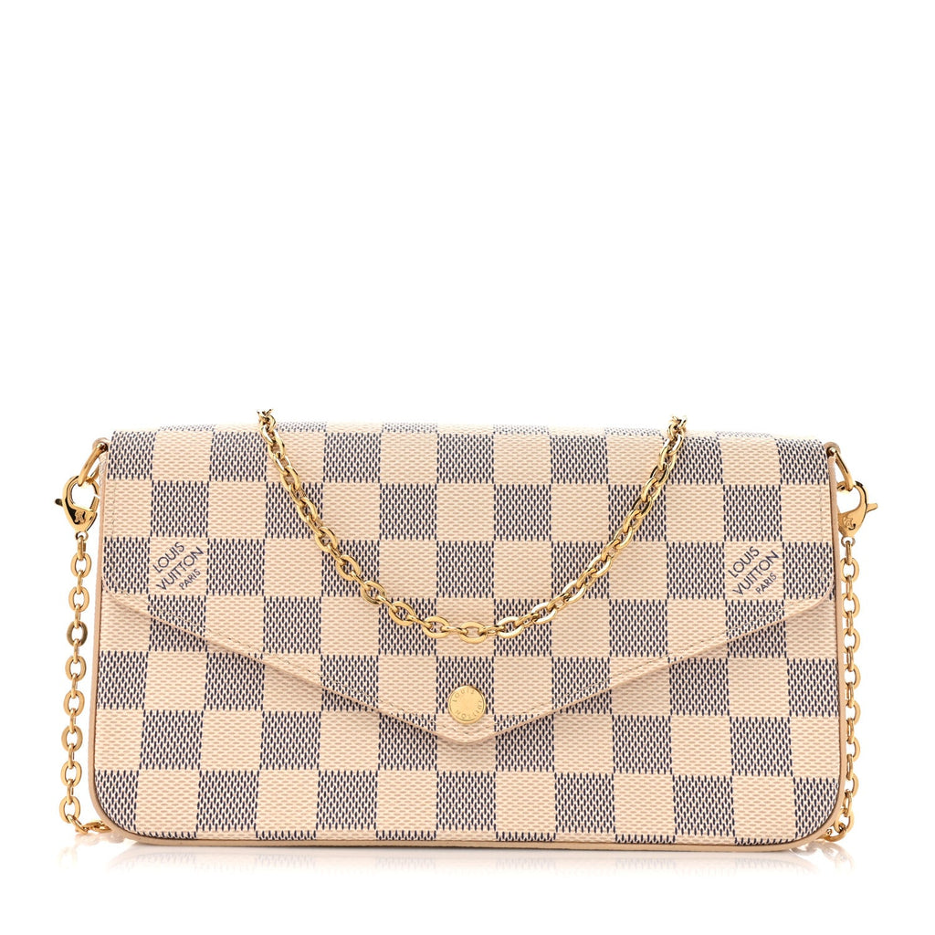 Louis Vuitton Damier Azur Pochette Felicie Chain Wallet Rose Ballerine