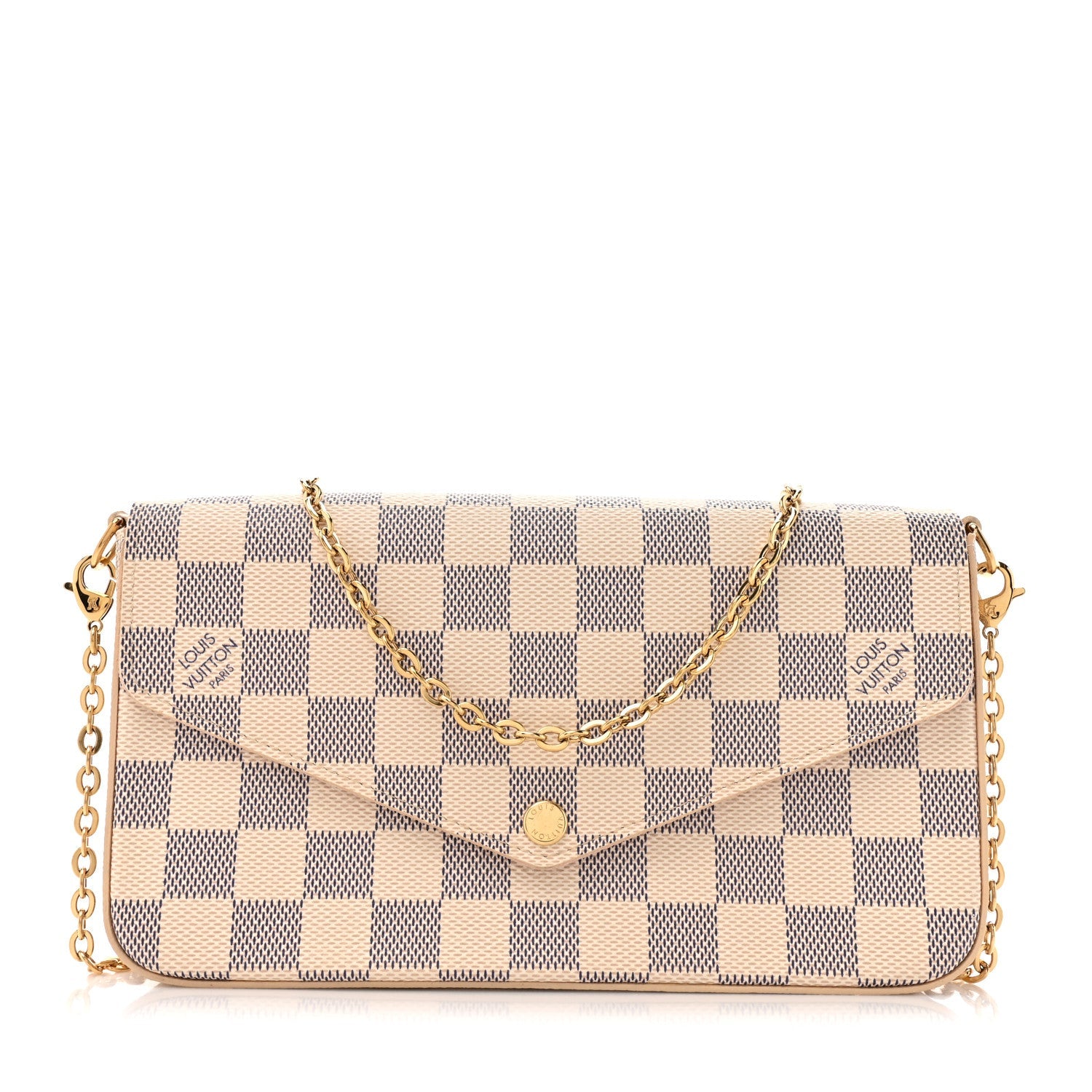 Louis Vuitton Damier Azur Pochette Felicie Chain Wallet Rose Ballerine