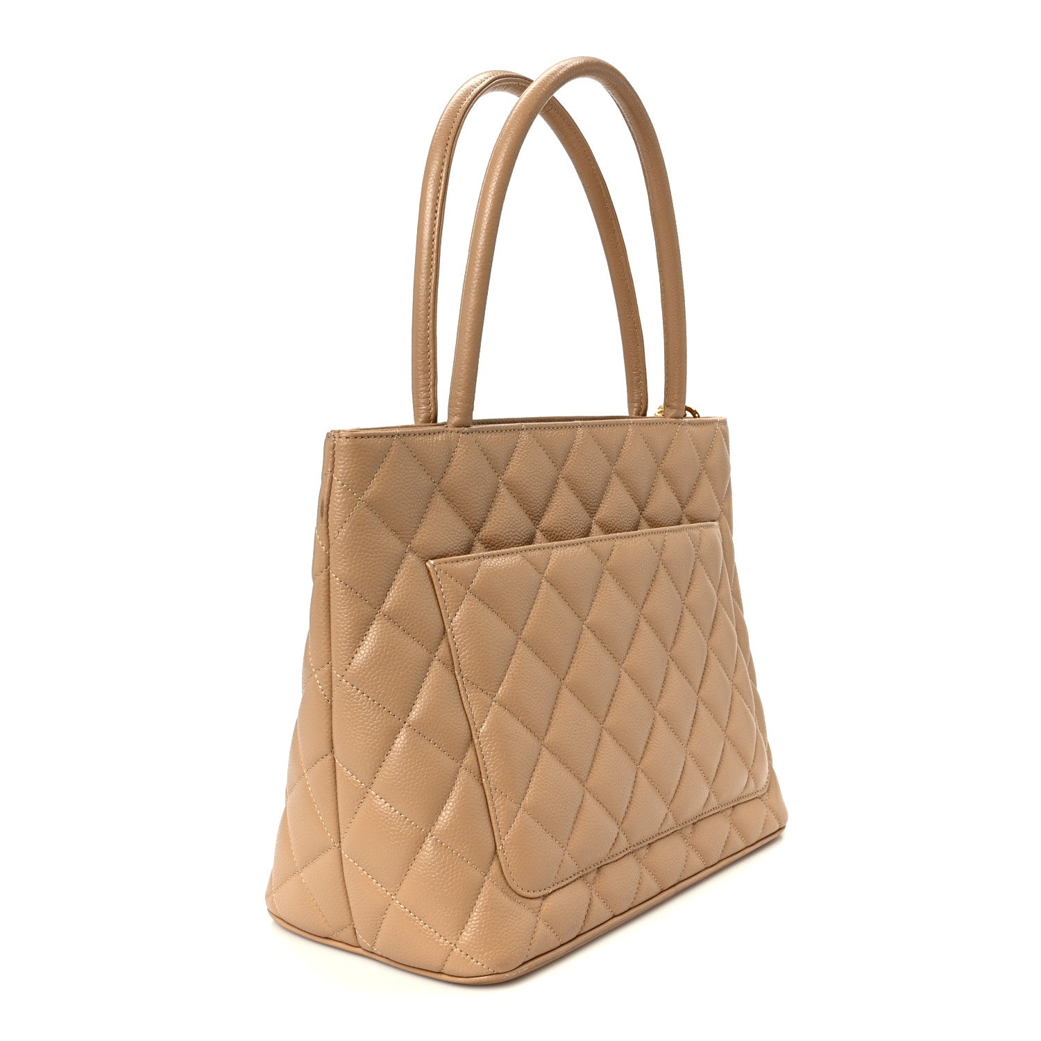 Chanel Caviar Quilted Medallion Tote Beige
