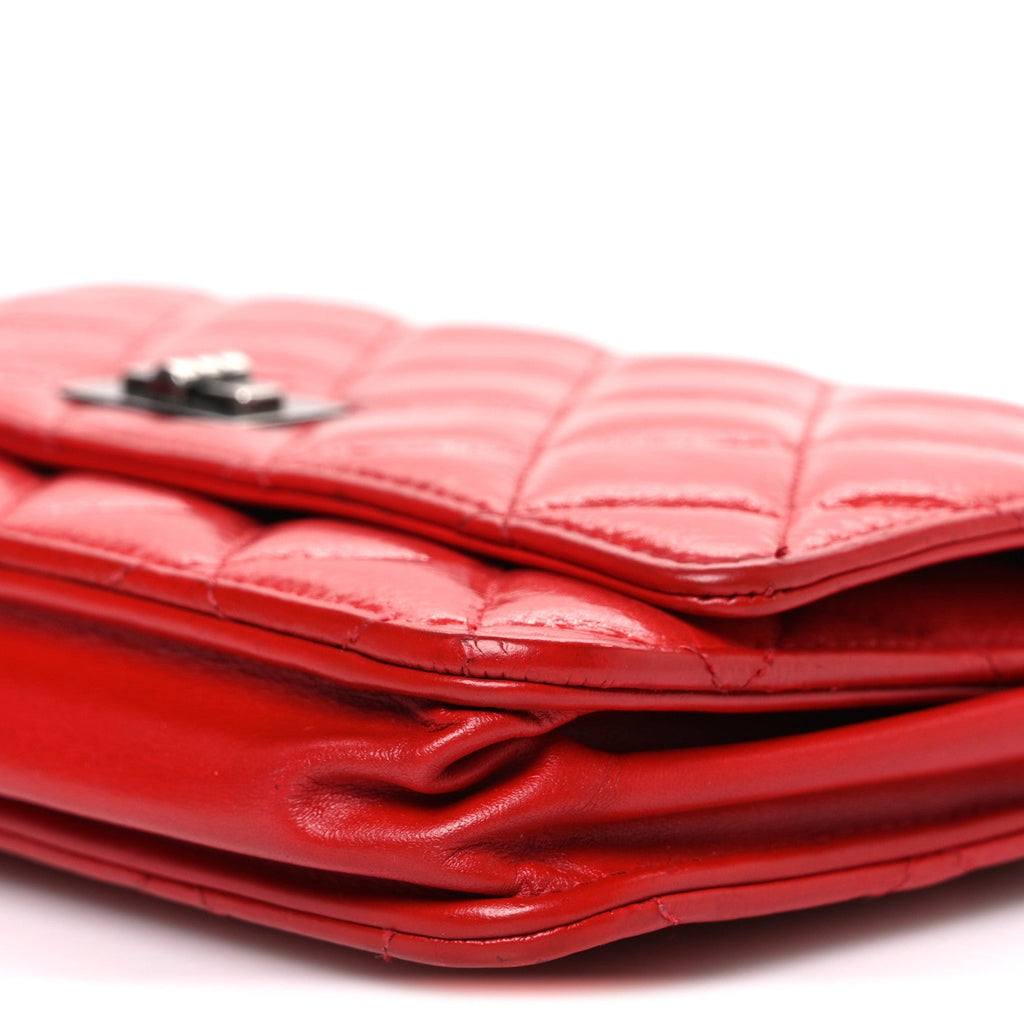 Chanel Glazed Calfskin Quilted Reissue Wallet On Chain WOC Red