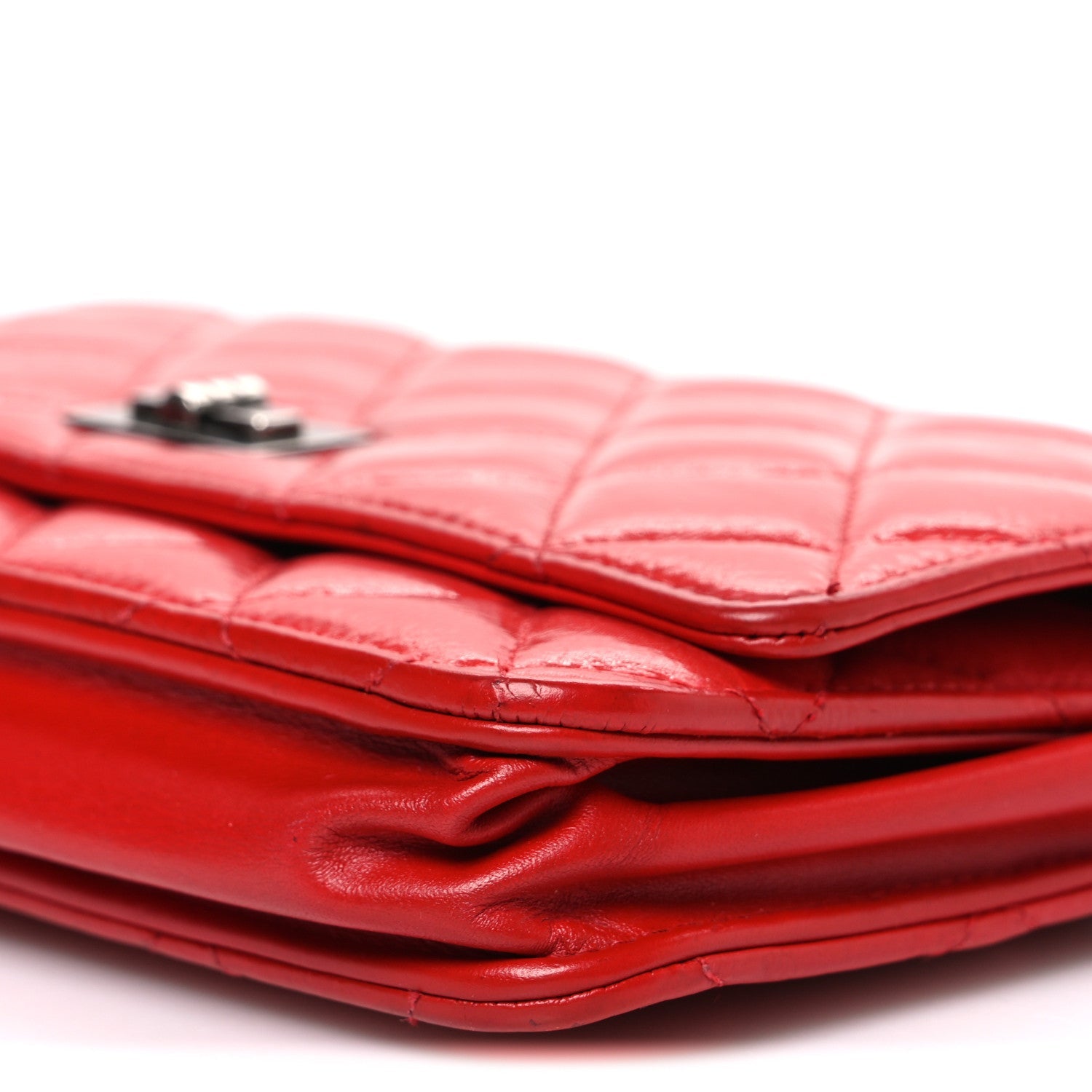 Chanel Glazed Calfskin Quilted Reissue Wallet On Chain WOC Red
